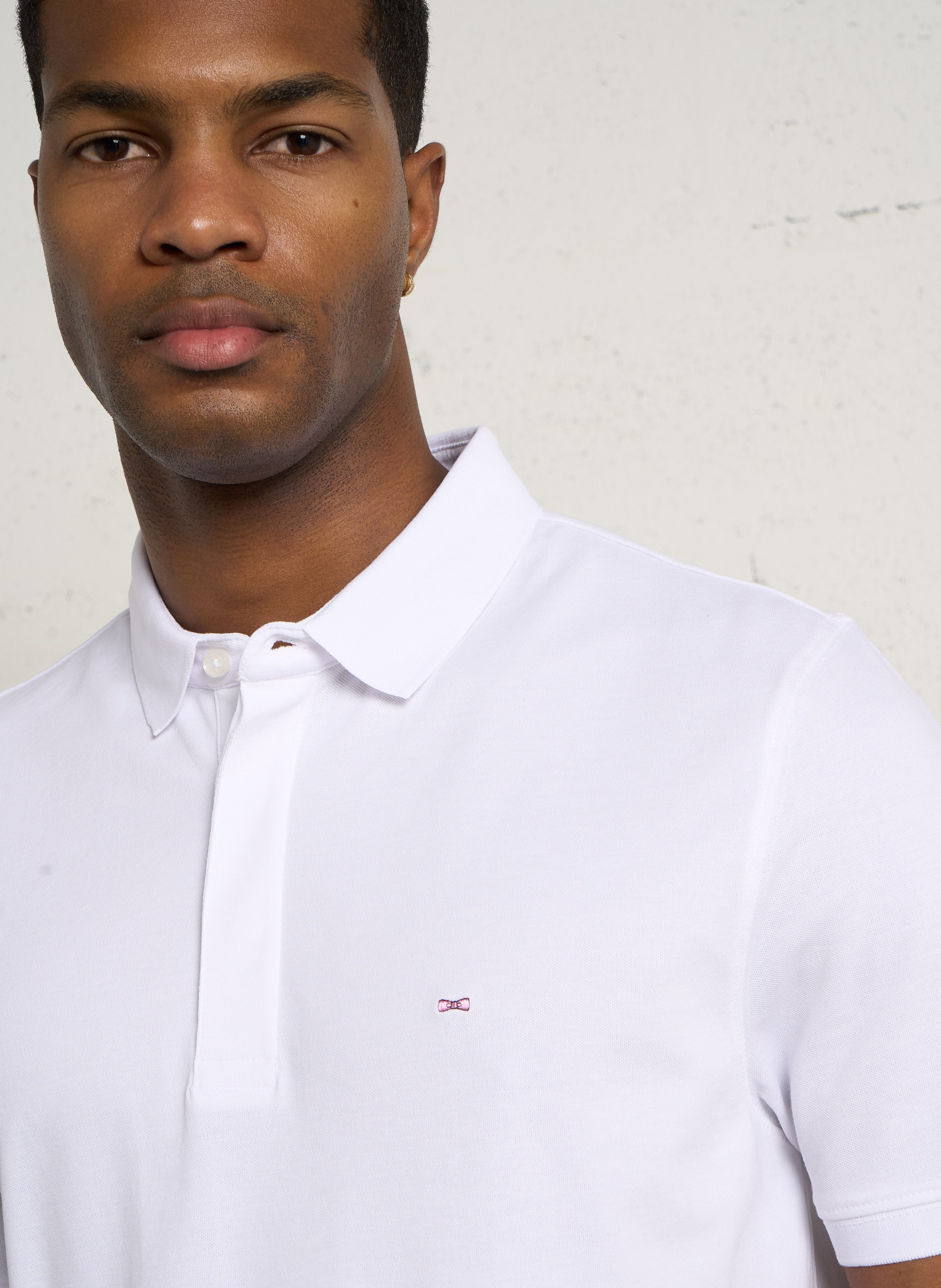 Polo slim-fit brodé en coton stretch EDEN PARK Blanc