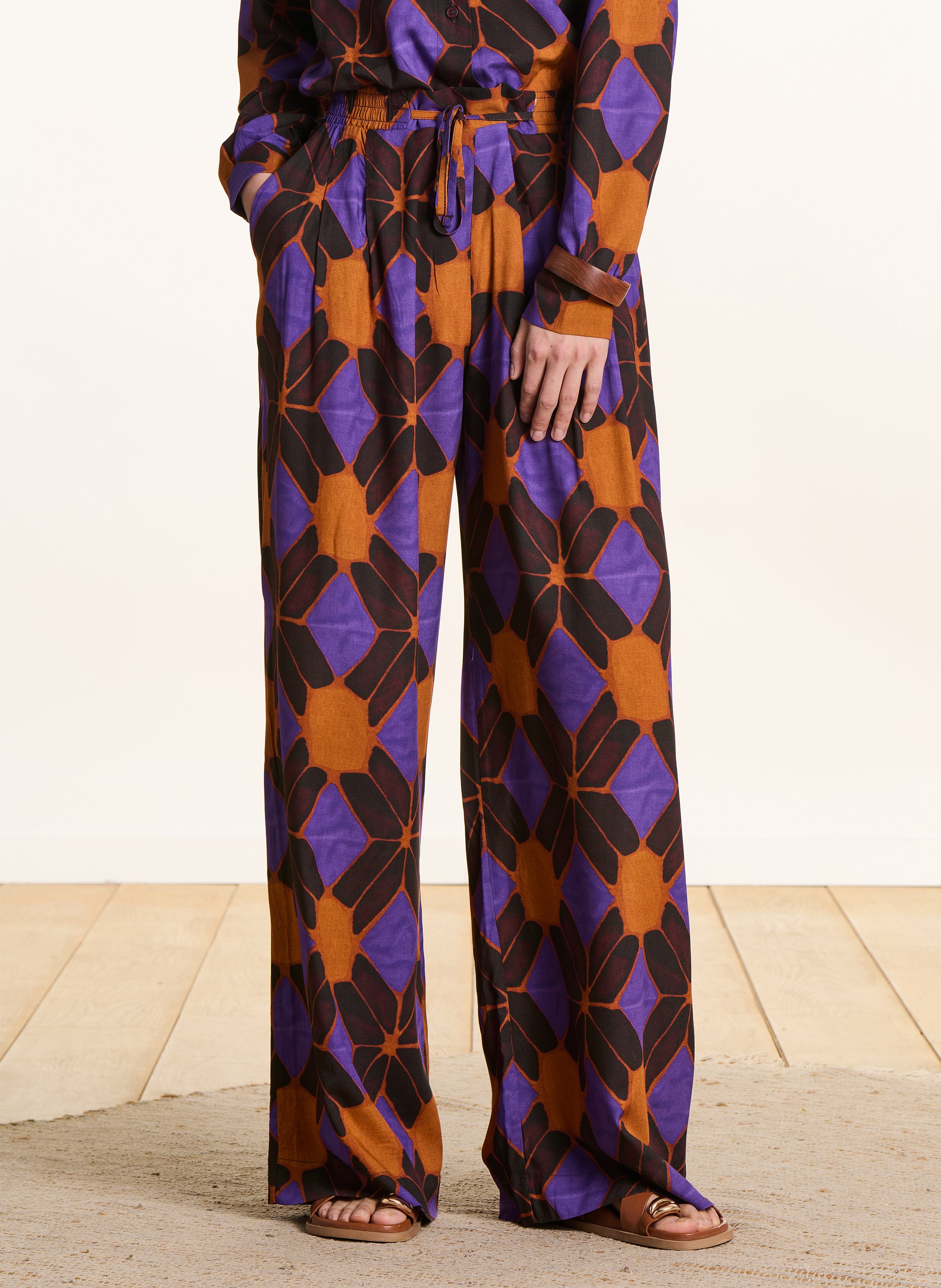 Ethnic print wide-leg pants LA FEE MARABOUTEE Multicolored