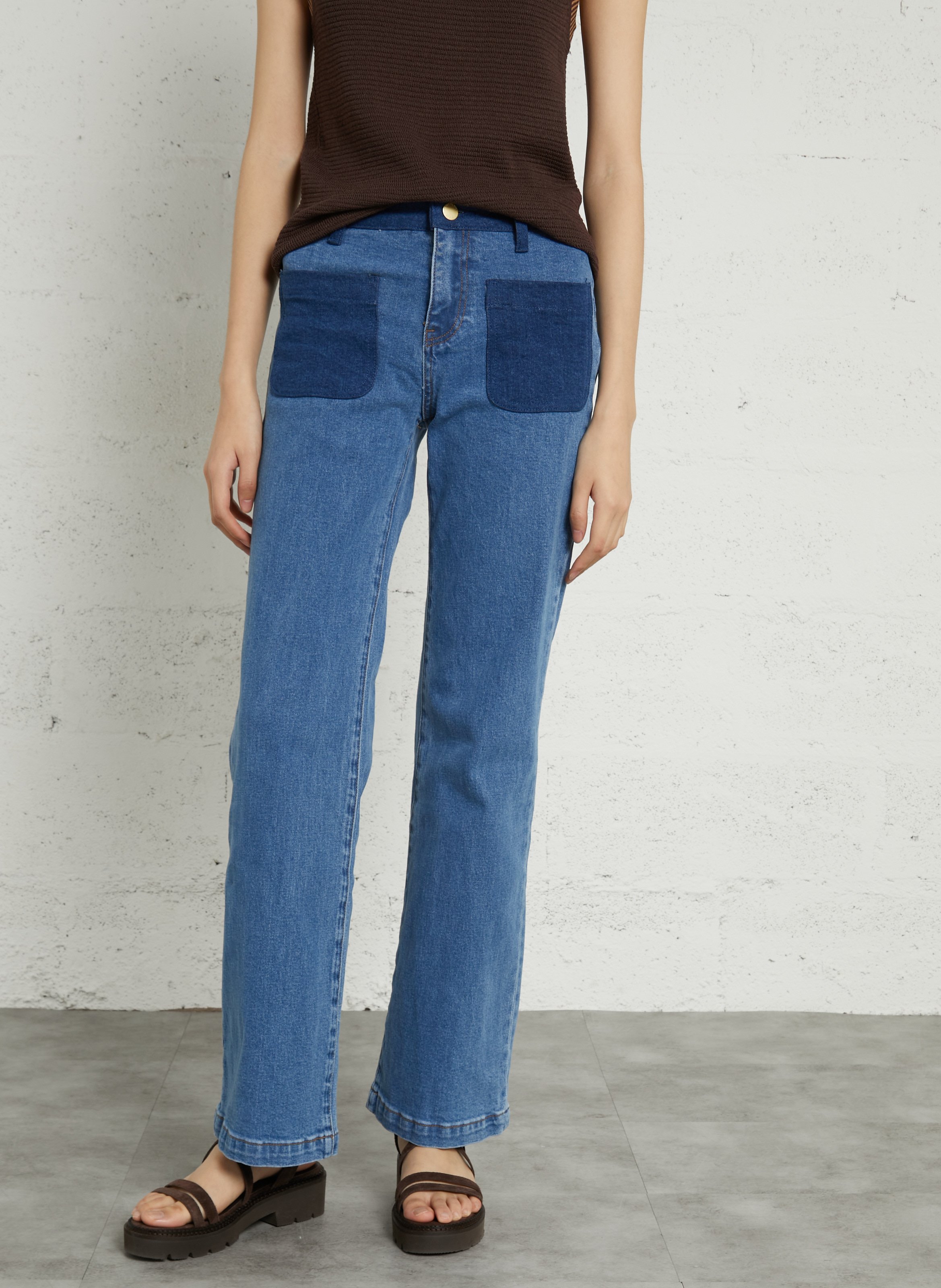 Jean évasé en coton mélangé LA PETITE ETOILE Jean Stone