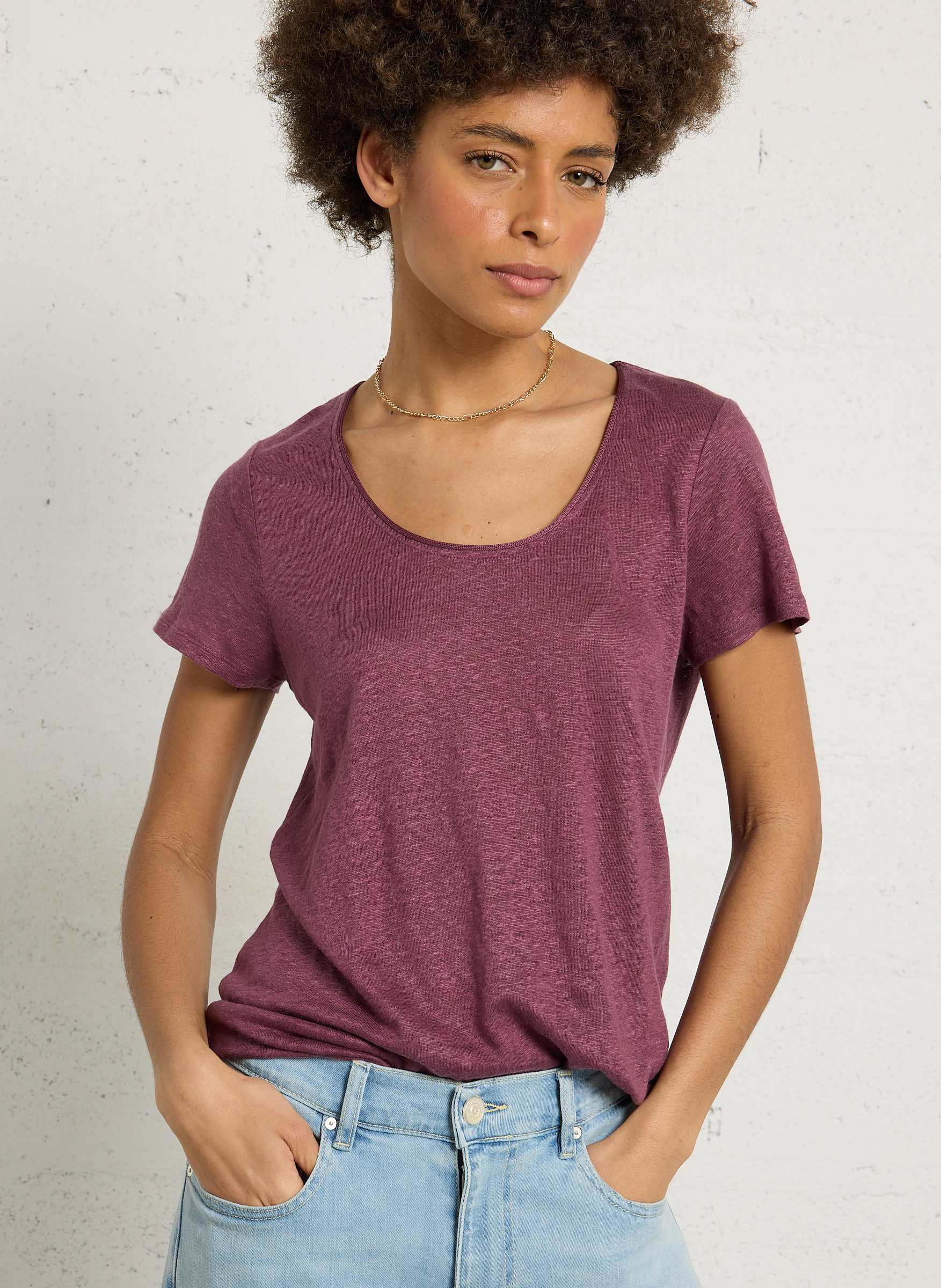 Tee-shirt col rond en lin SUD EXPRESS