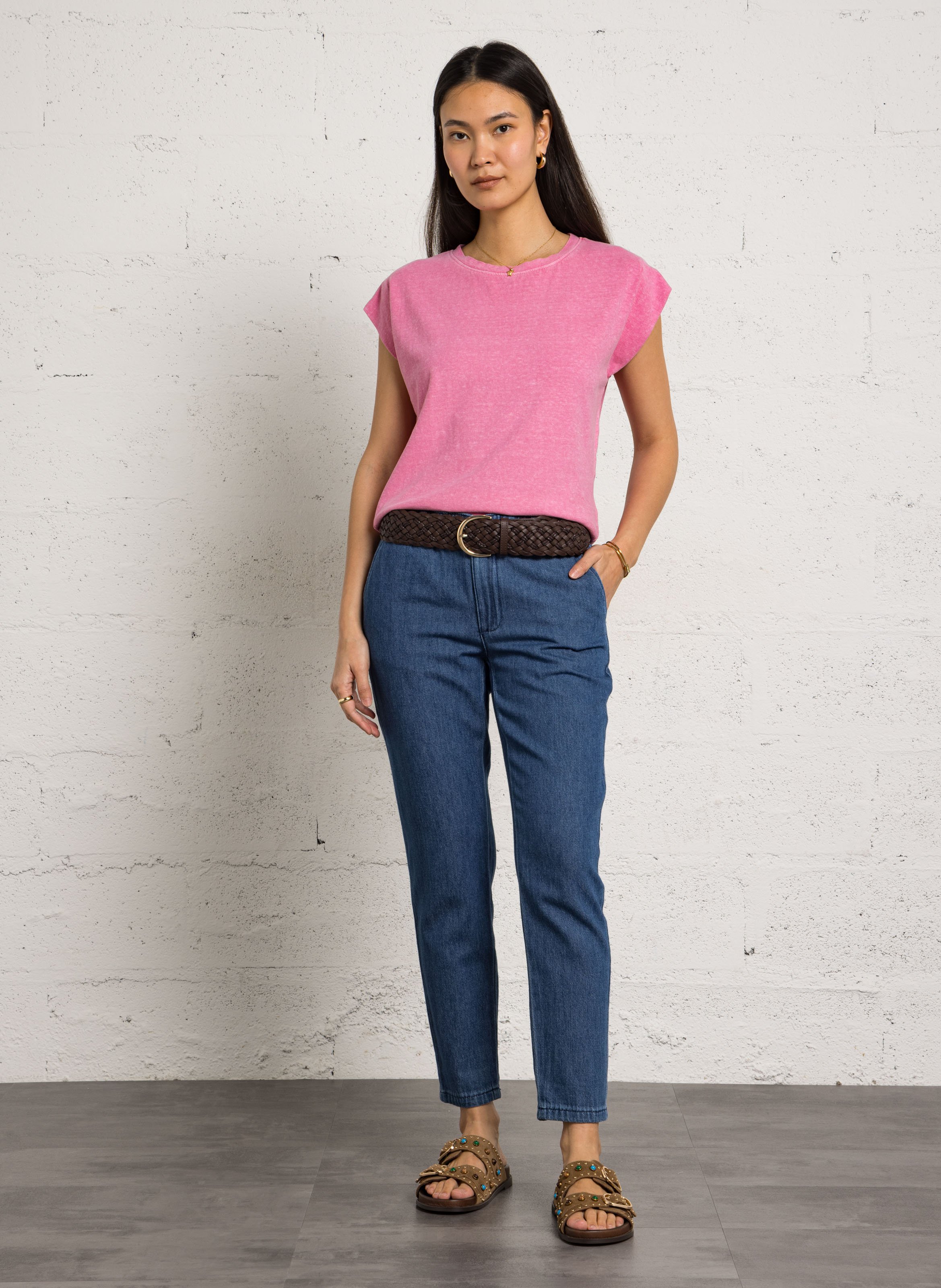 Effen top met lange mouwen en ronde hals MAISON 123 Roze