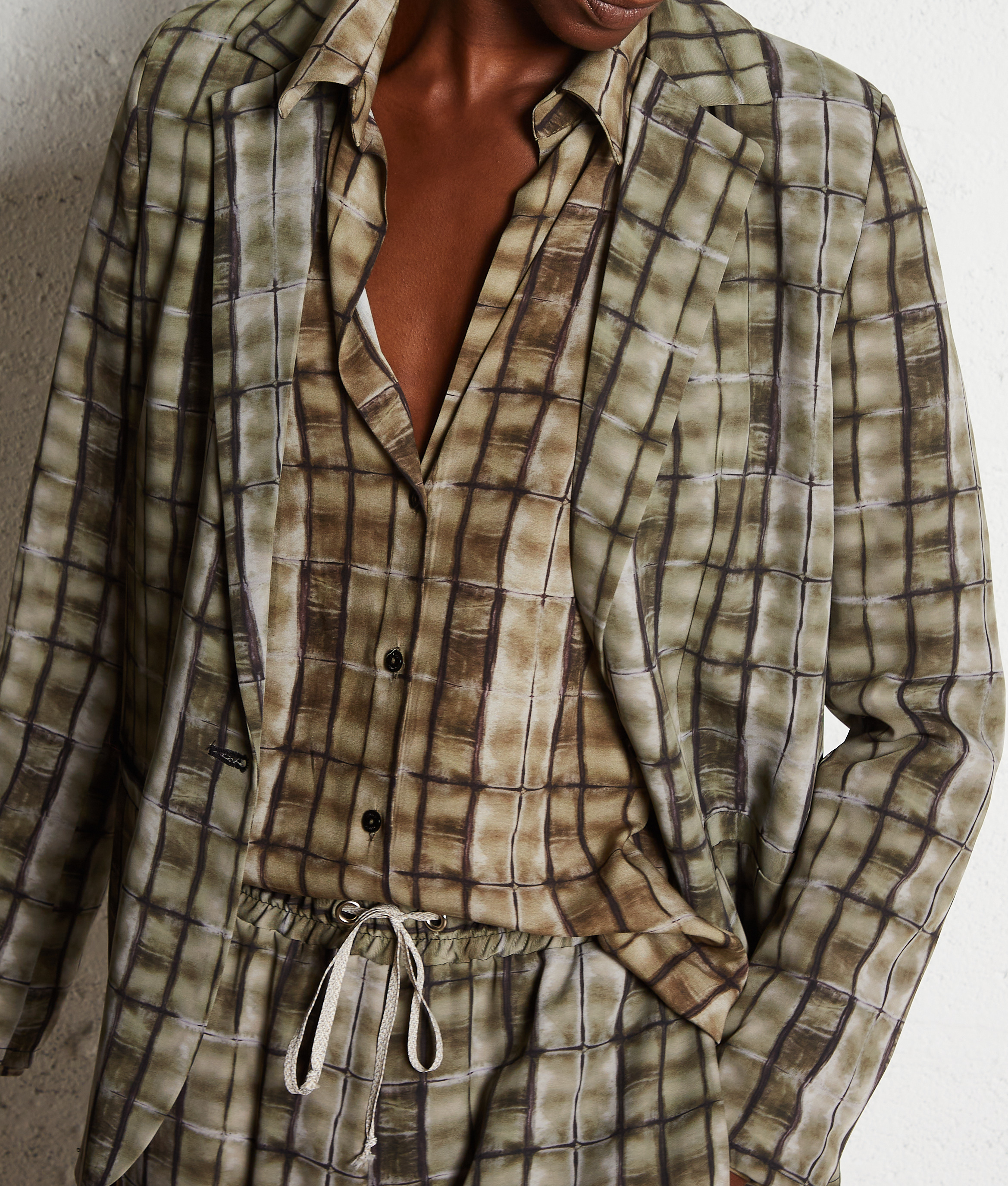 Blazer mit geradem Reverskragen und Muster PLEASE Grun