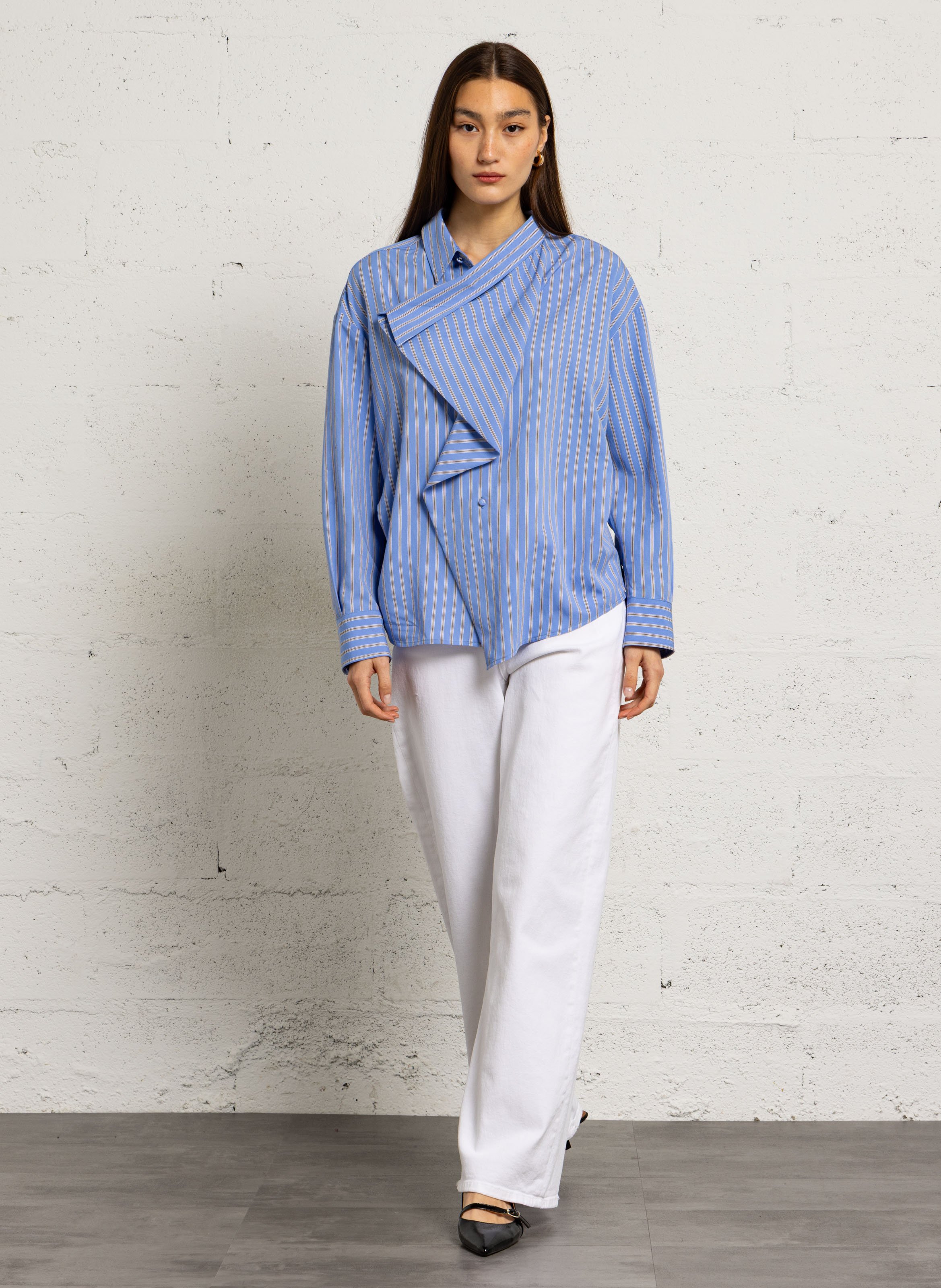 Chemise asymétrique à col drapé MARGAUX LONNBERG Bleu