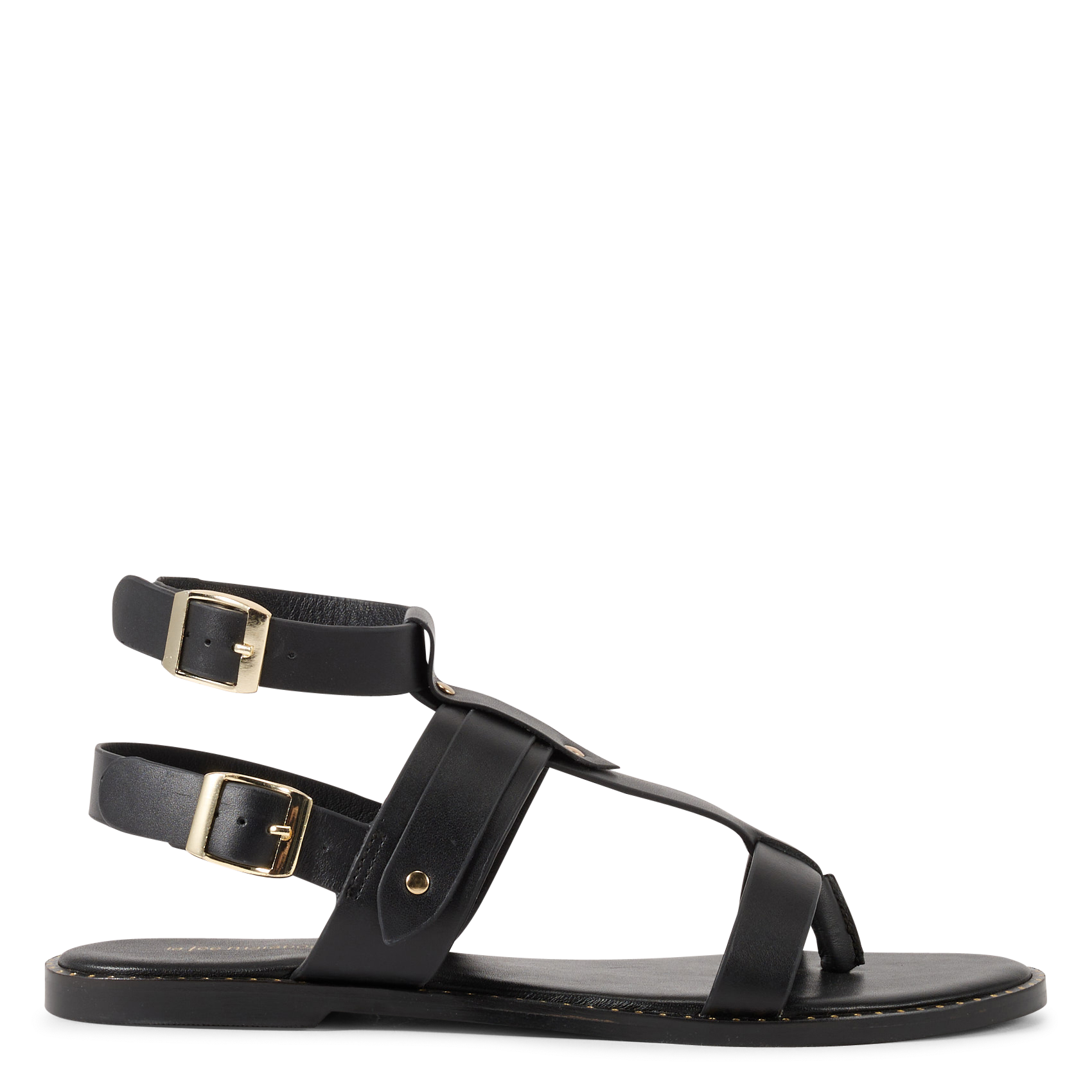 Sandales plates en cuir LA FEE MARABOUTEE Noir