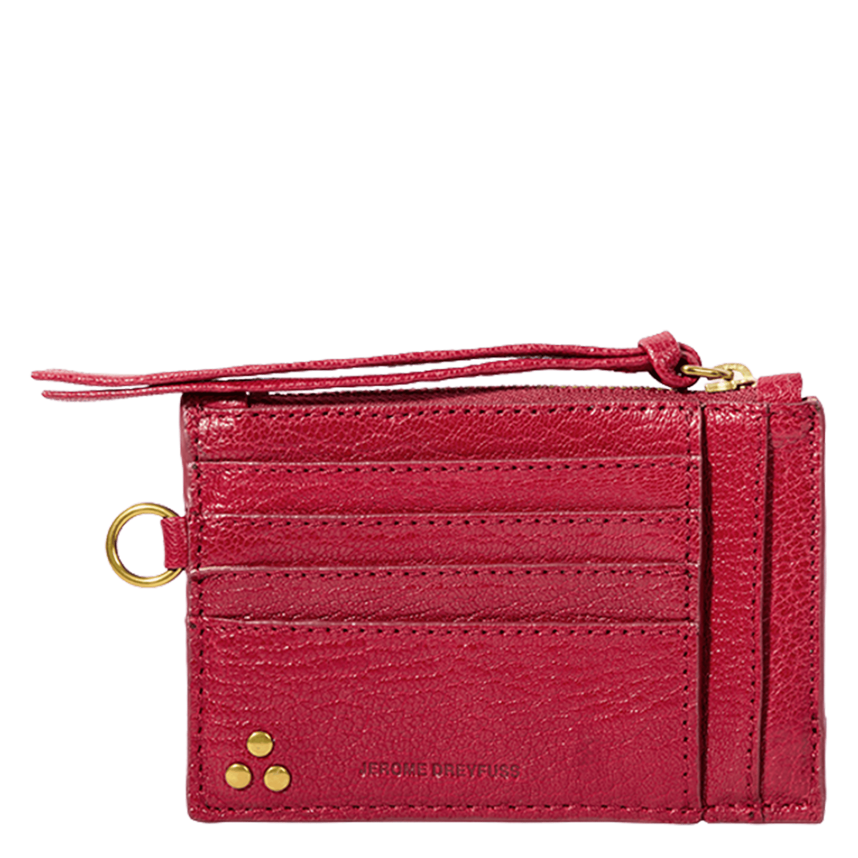 Porte-cartes zippé en cuir grainé JEROME DREYFUSS Rouge