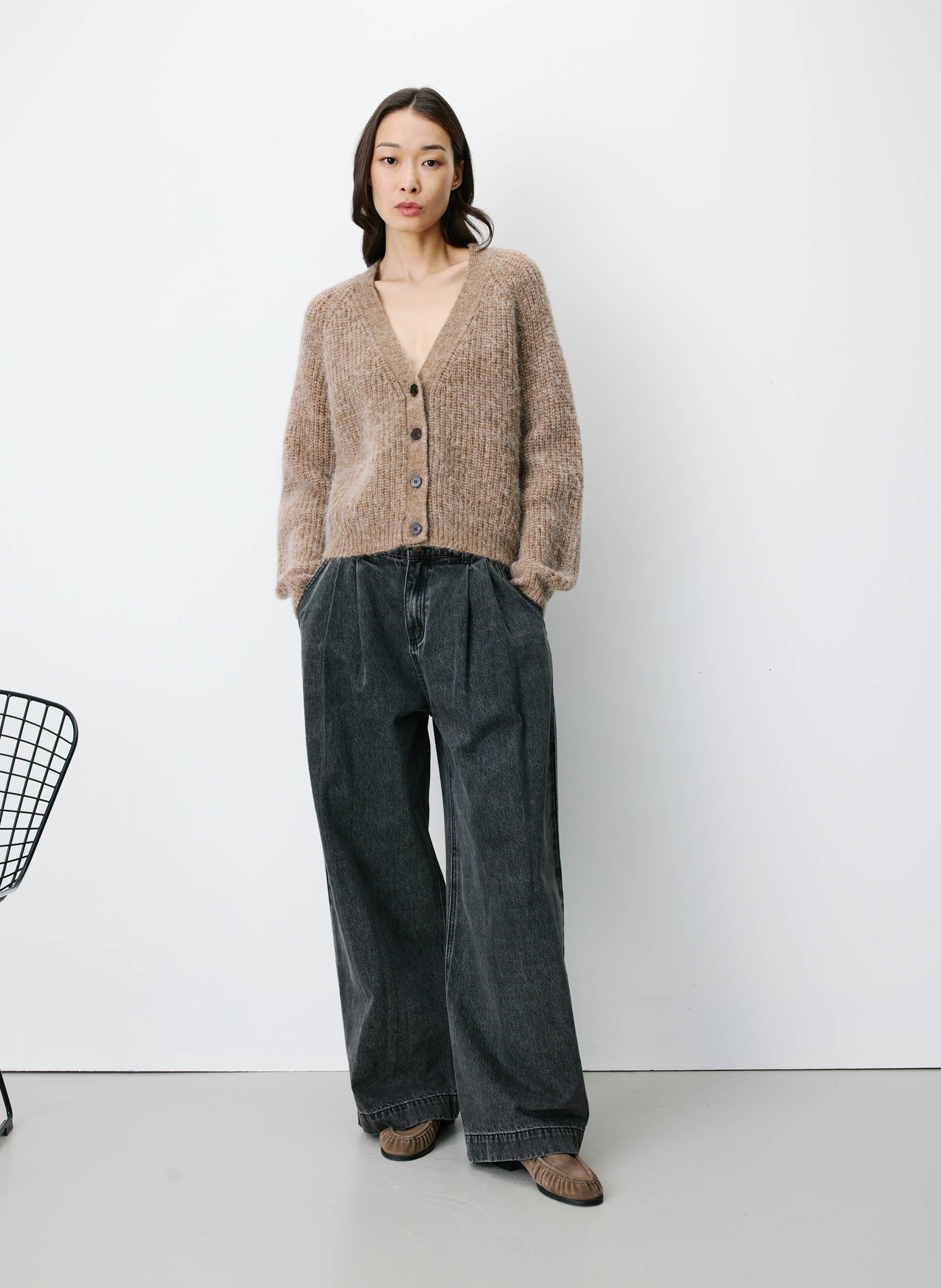 Cardigan aus Wollmix mit V-Ausschnitt GRACE ET MILA Braun
