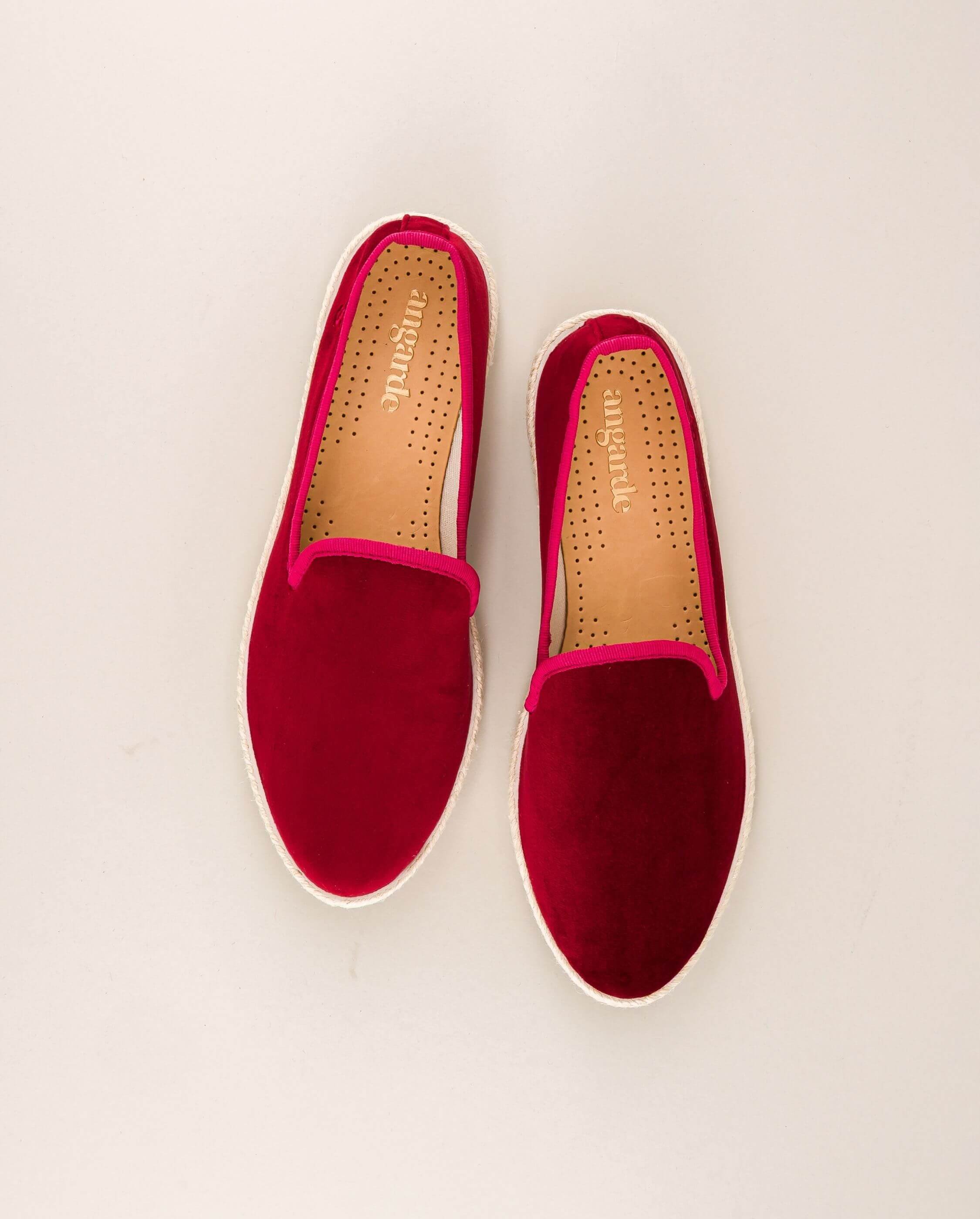 Women's espadrilles CENITZ, raspberry velvet ANGARDE Red