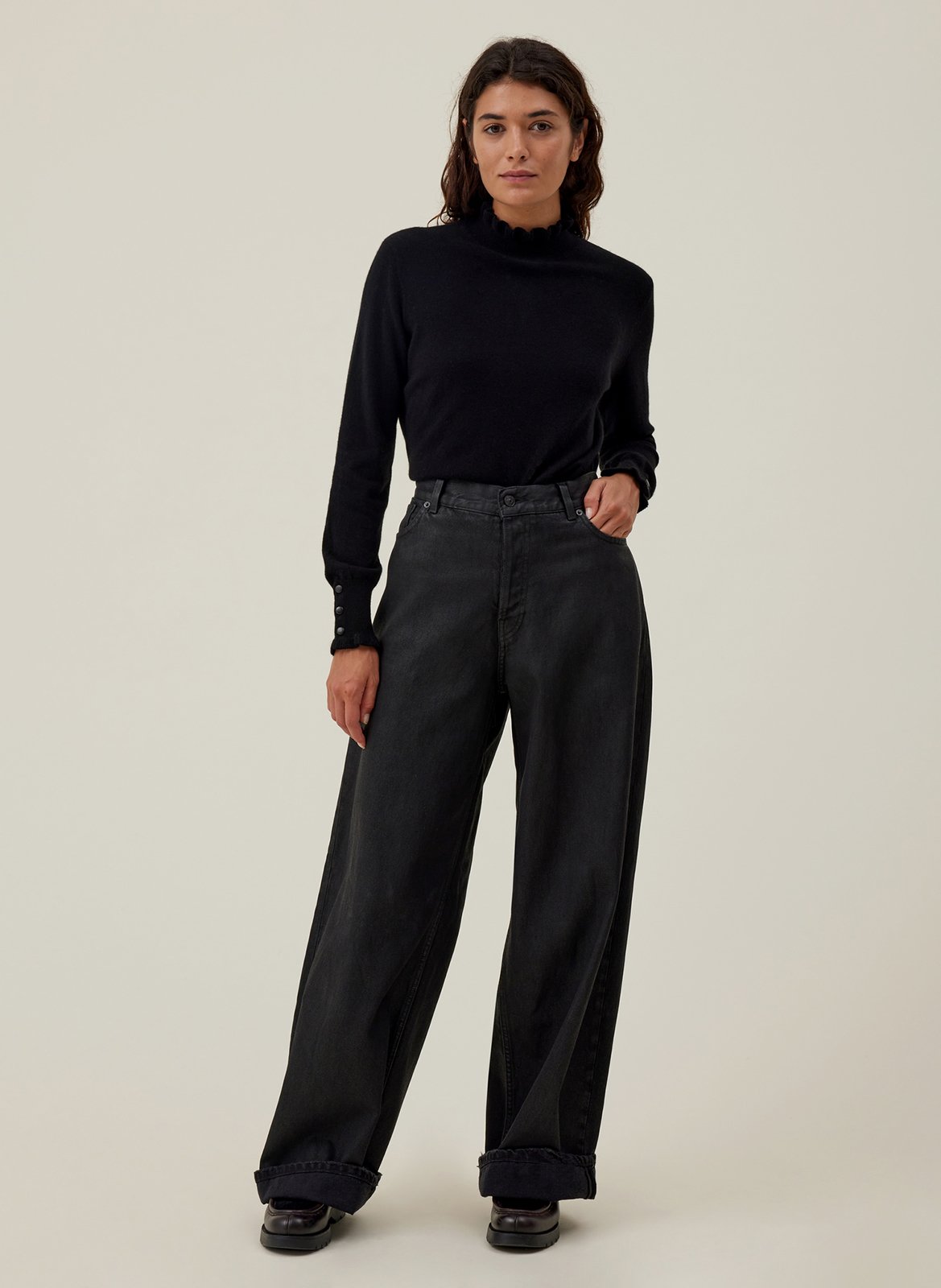 Pull col montant en cachemire | Zwart HIRCUS Dames