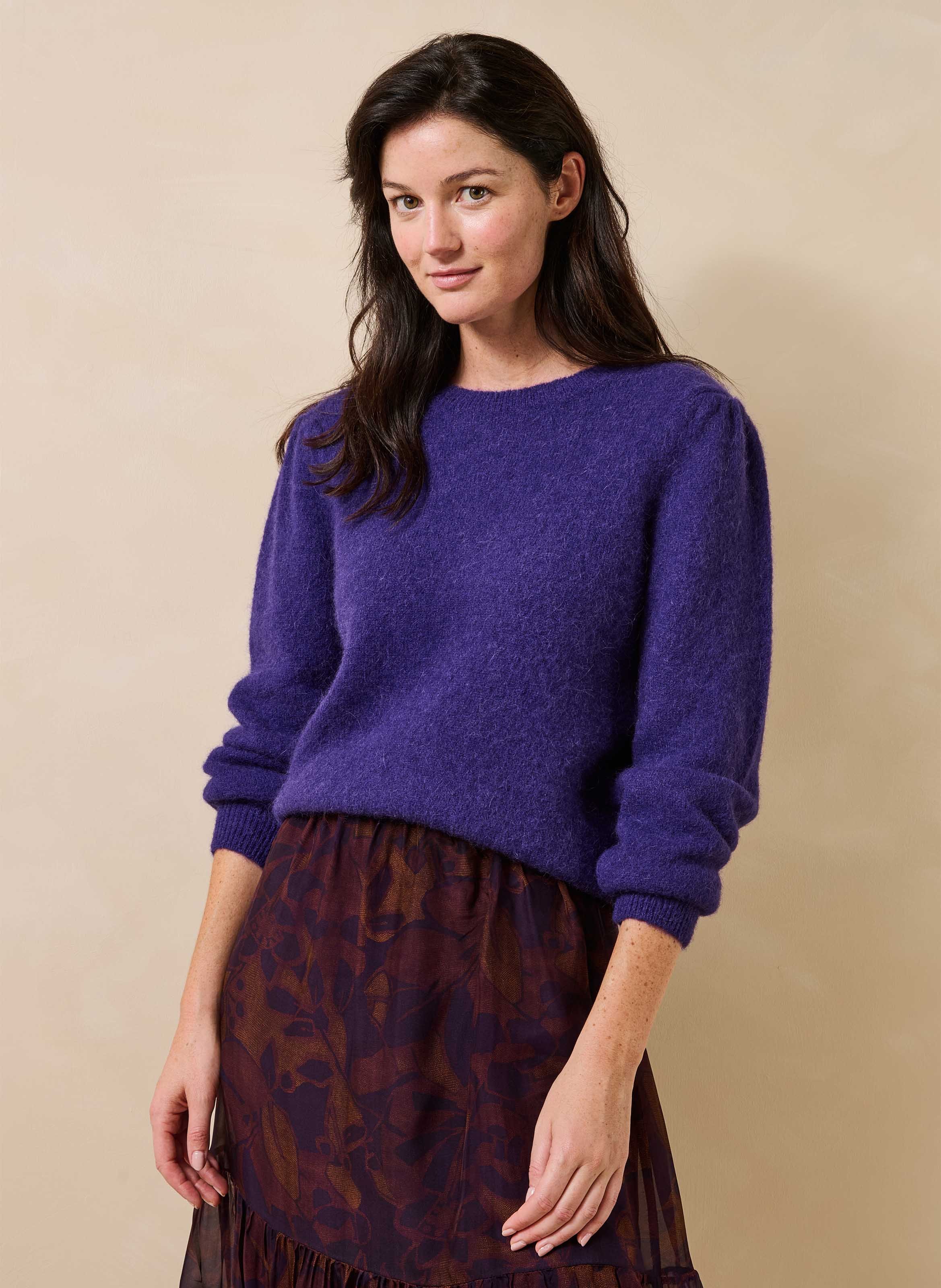 Round-neck alpaca-blend sweater LA FEE MARABOUTEE Purple
