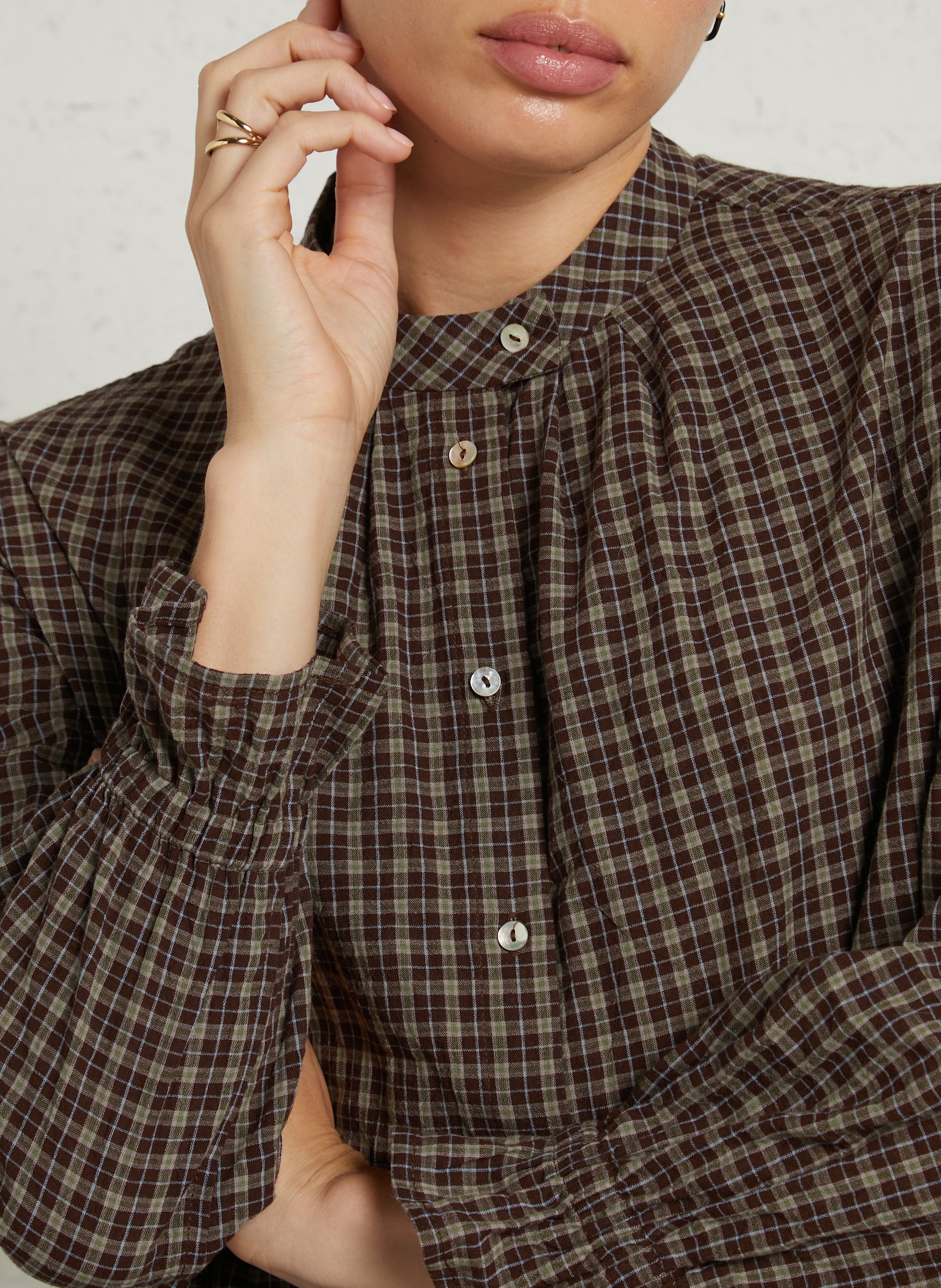 Oversized blouse met Mao-kraag van katoen JC SOPHIE Bruin