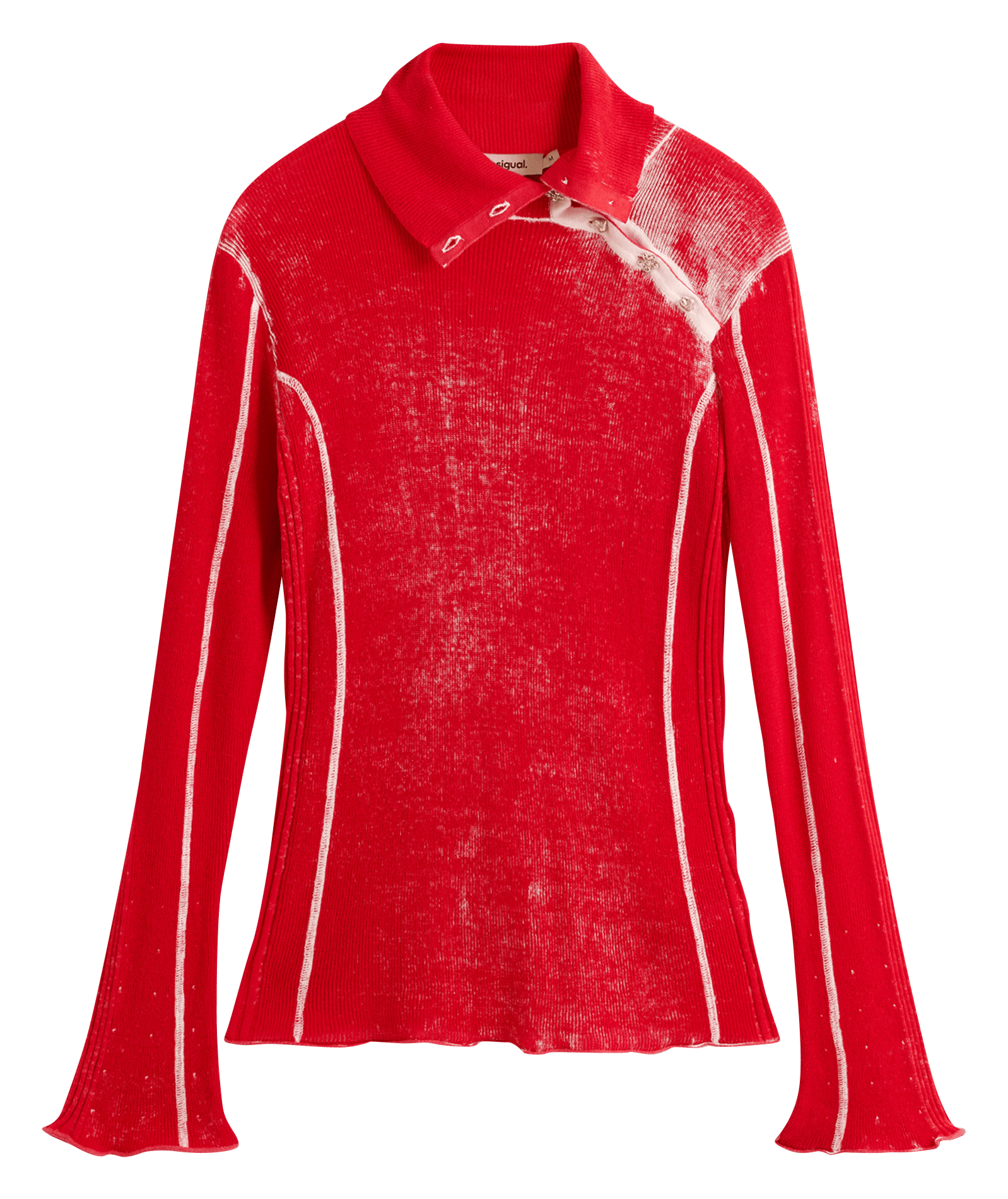 Trui met coltrui van katoen DESIGUAL Rood