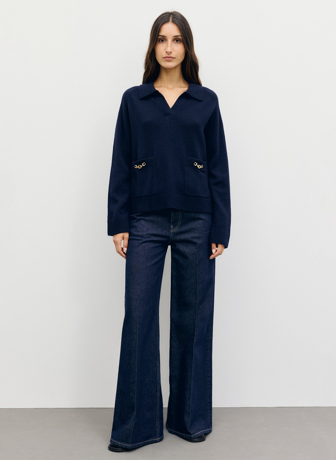 Pull droit col v en laine GERARD DAREL Bleu