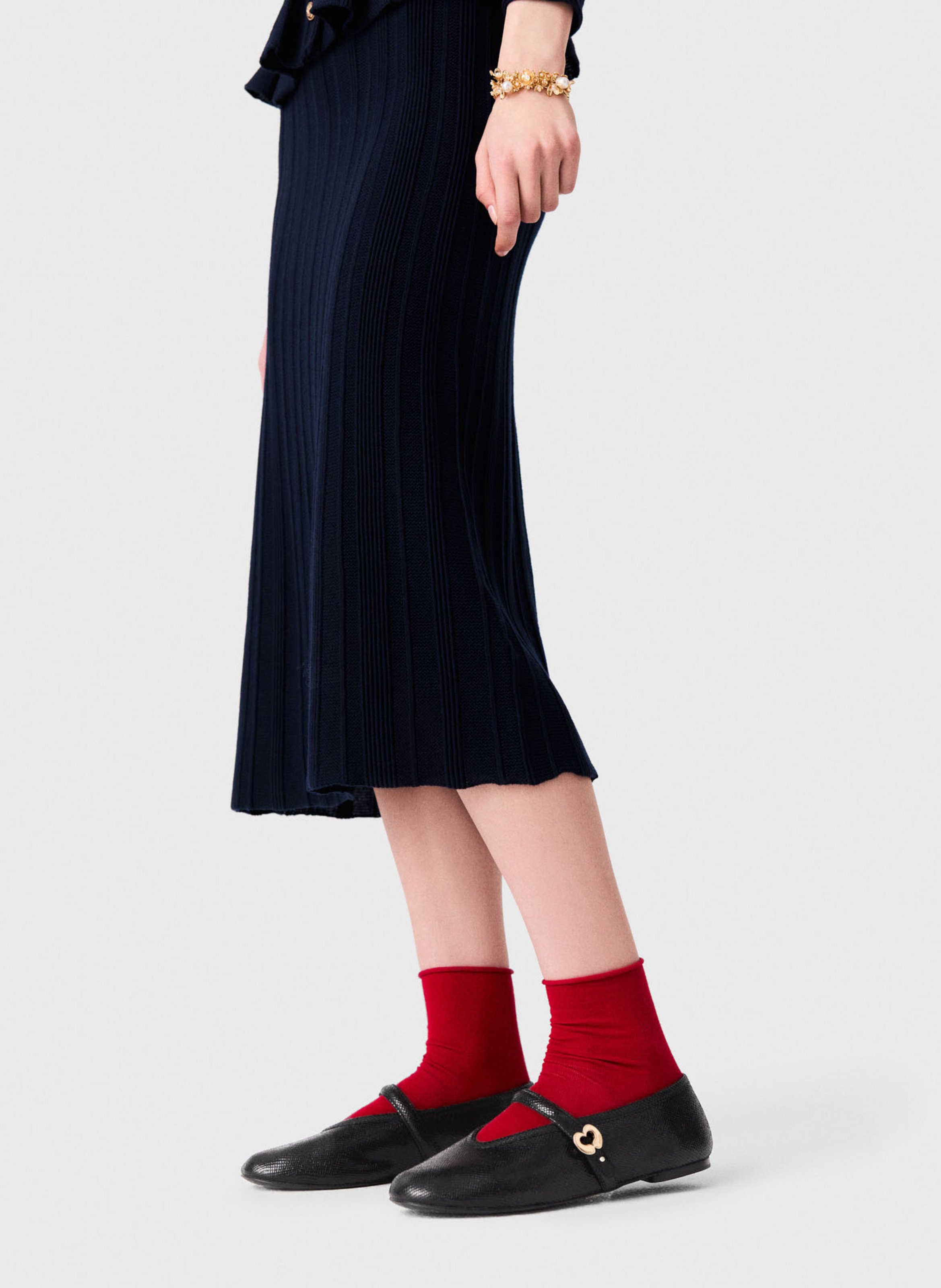 Leather ballet pumps with strap MAJE Black