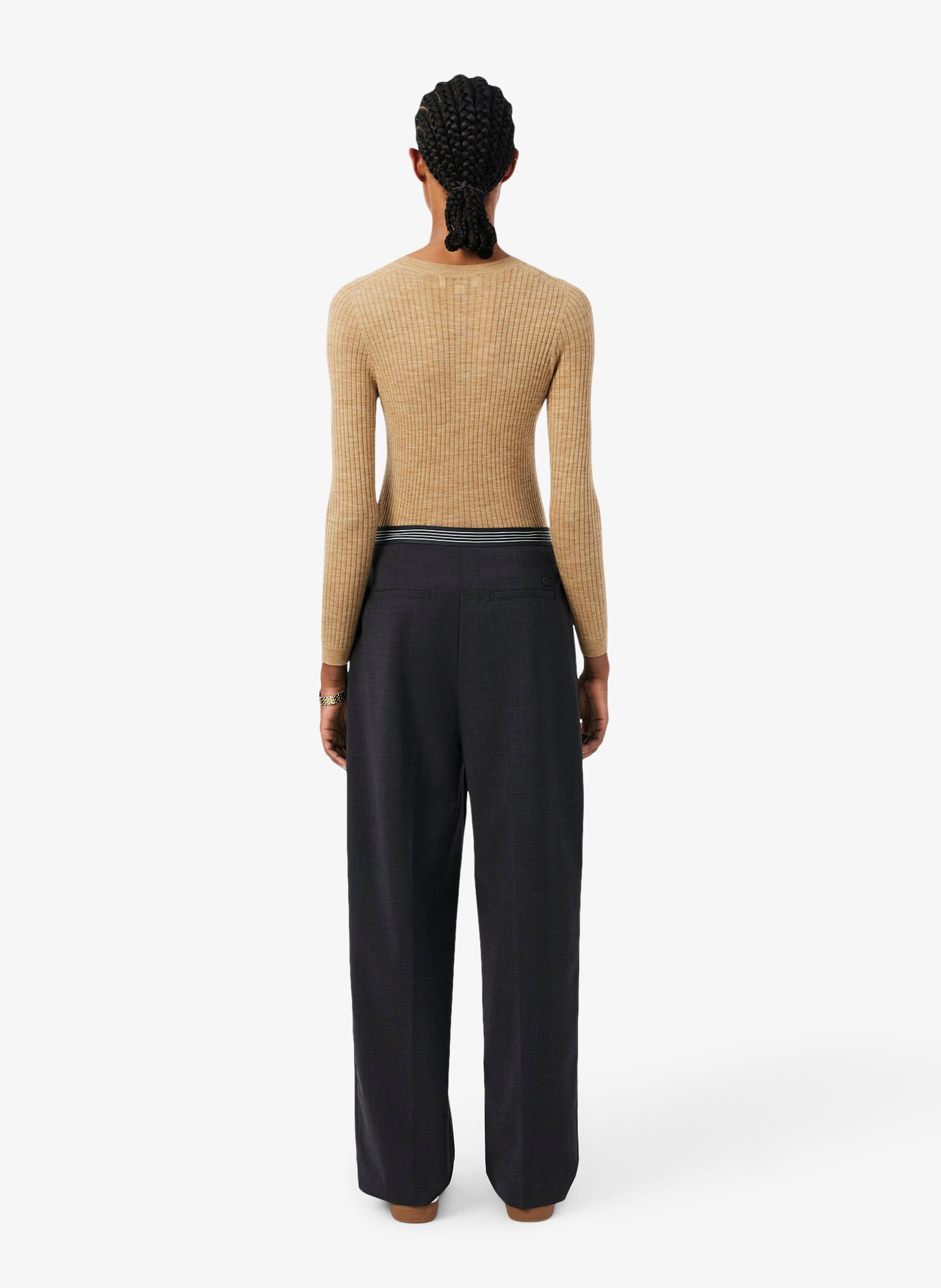 Pantalon droit à plis  LACOSTE Marron
