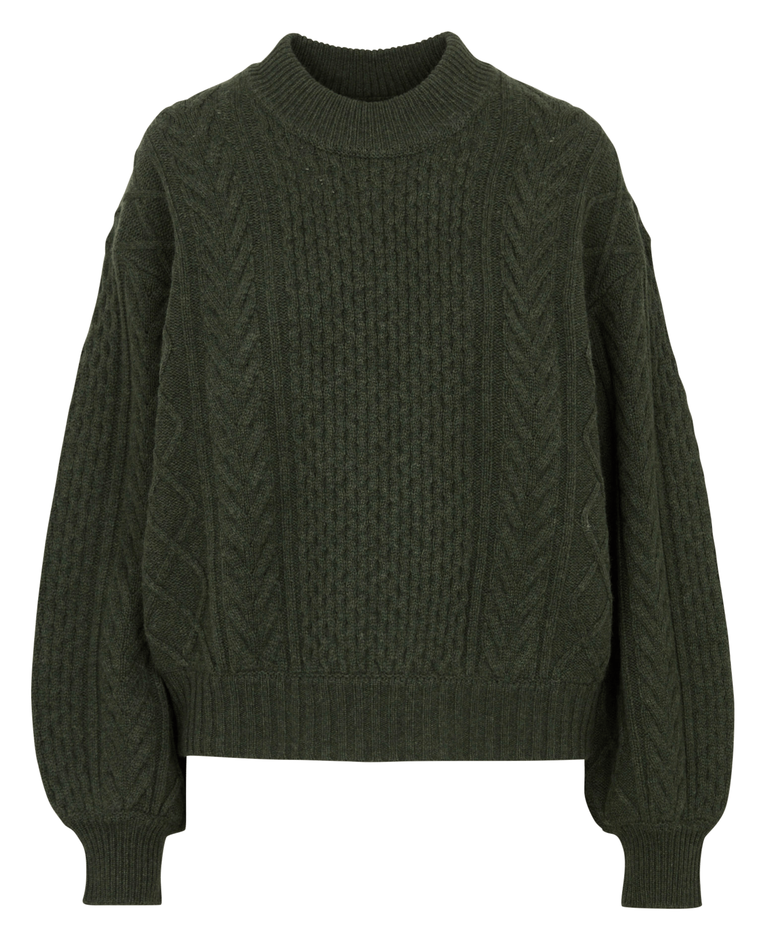 Rundhals-Pullover aus geflochtener Wolle BENSIMON Khaki