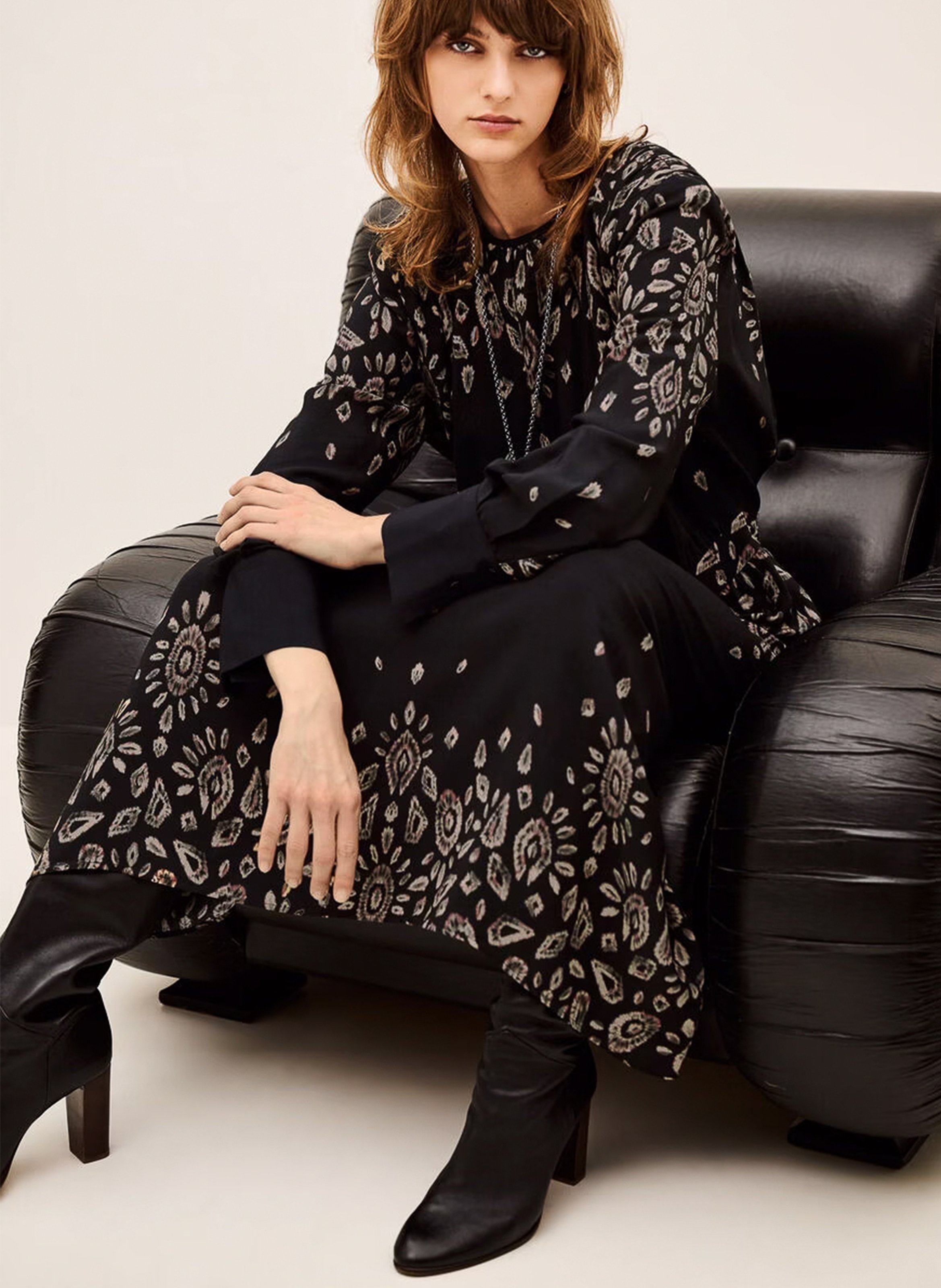 Long printed round-neck dress BA&SH Black