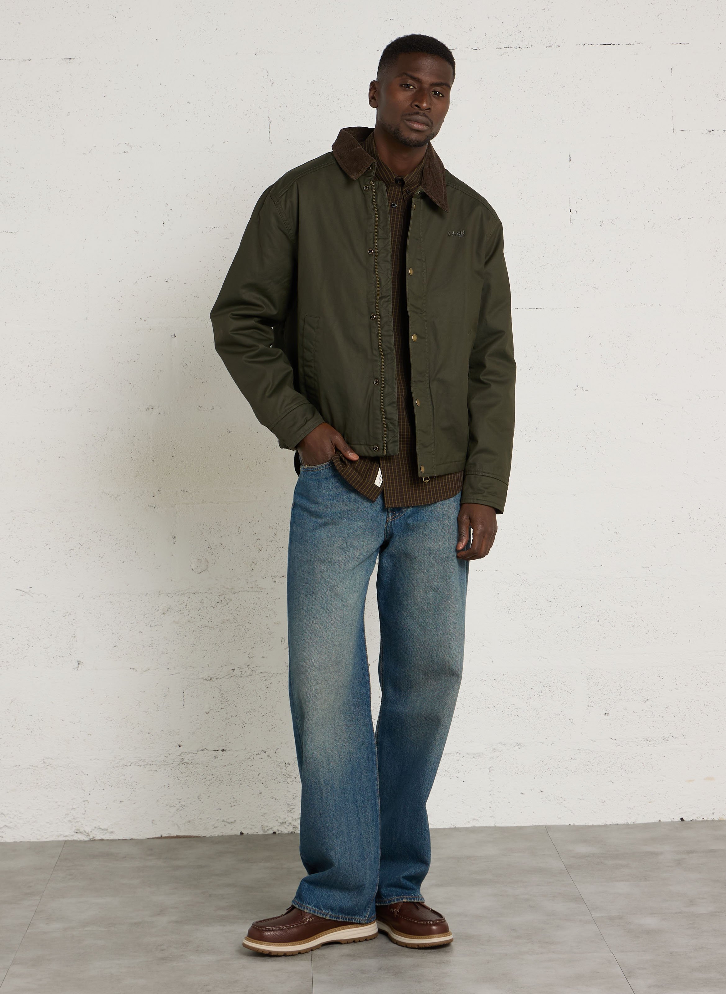 Baumwolljacke mit klassischem Kragen SCHOTT Khaki