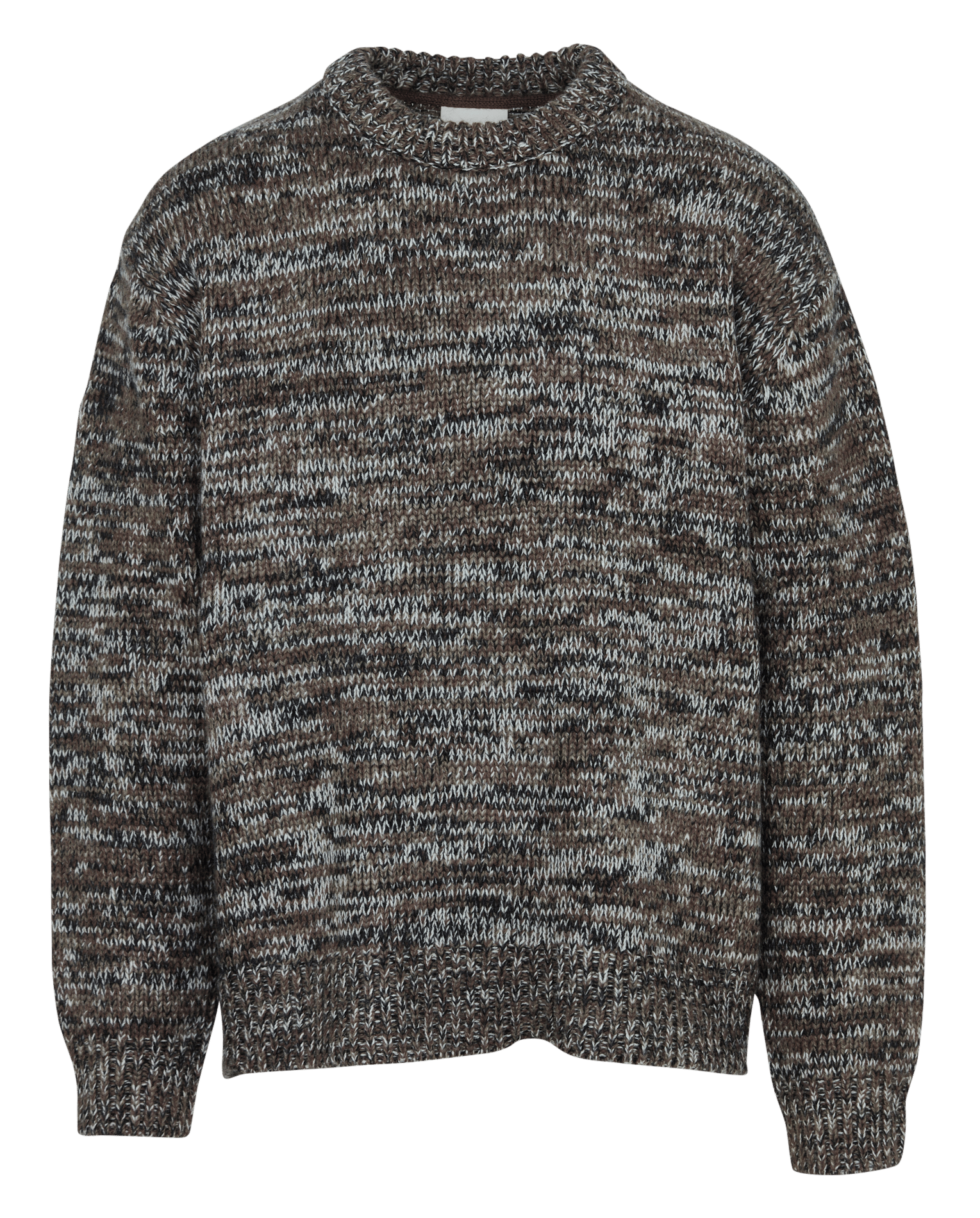 Relaxed-fit crew-neck knit sweater SOLID Beige