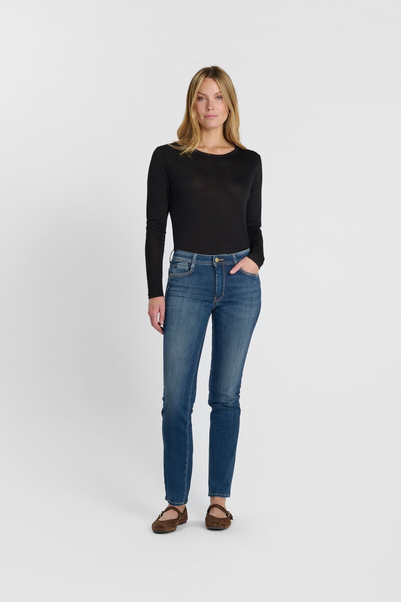 High-waisted straight-leg zip jeans LE TEMPS DES CERISES Blue