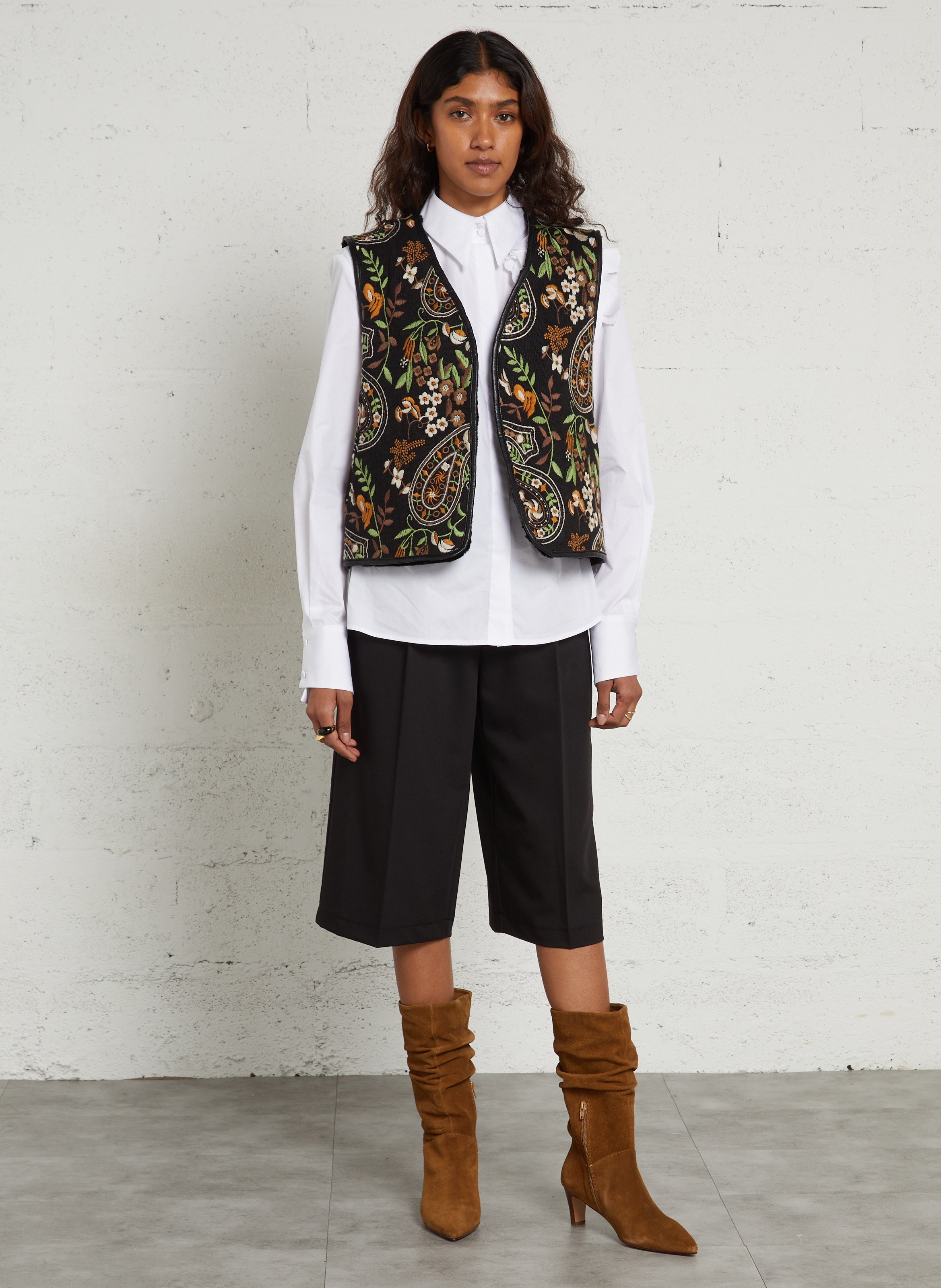 Gilet réversible sans manches brodé SEE U SOON Noir