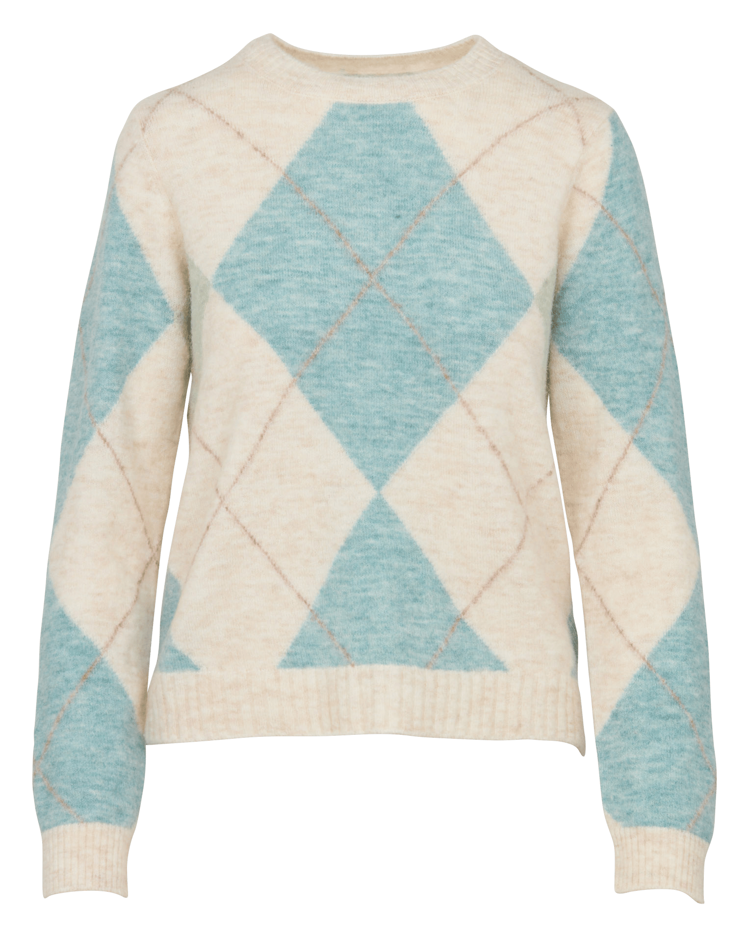 Straight printed round-neck sweater SUD EXPRESS Beige