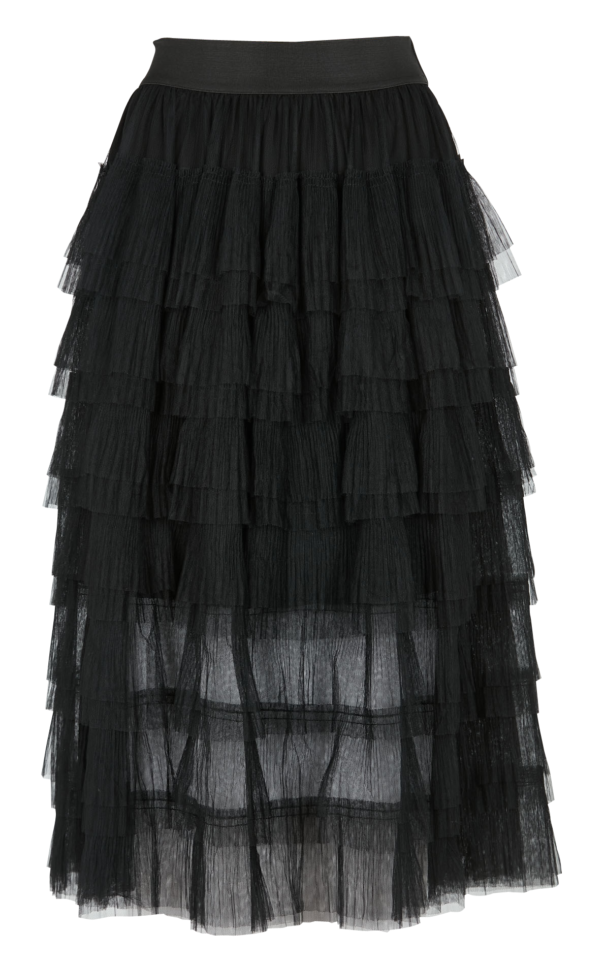 Midi-Volantrock aus Tüll MAJE Schwarz