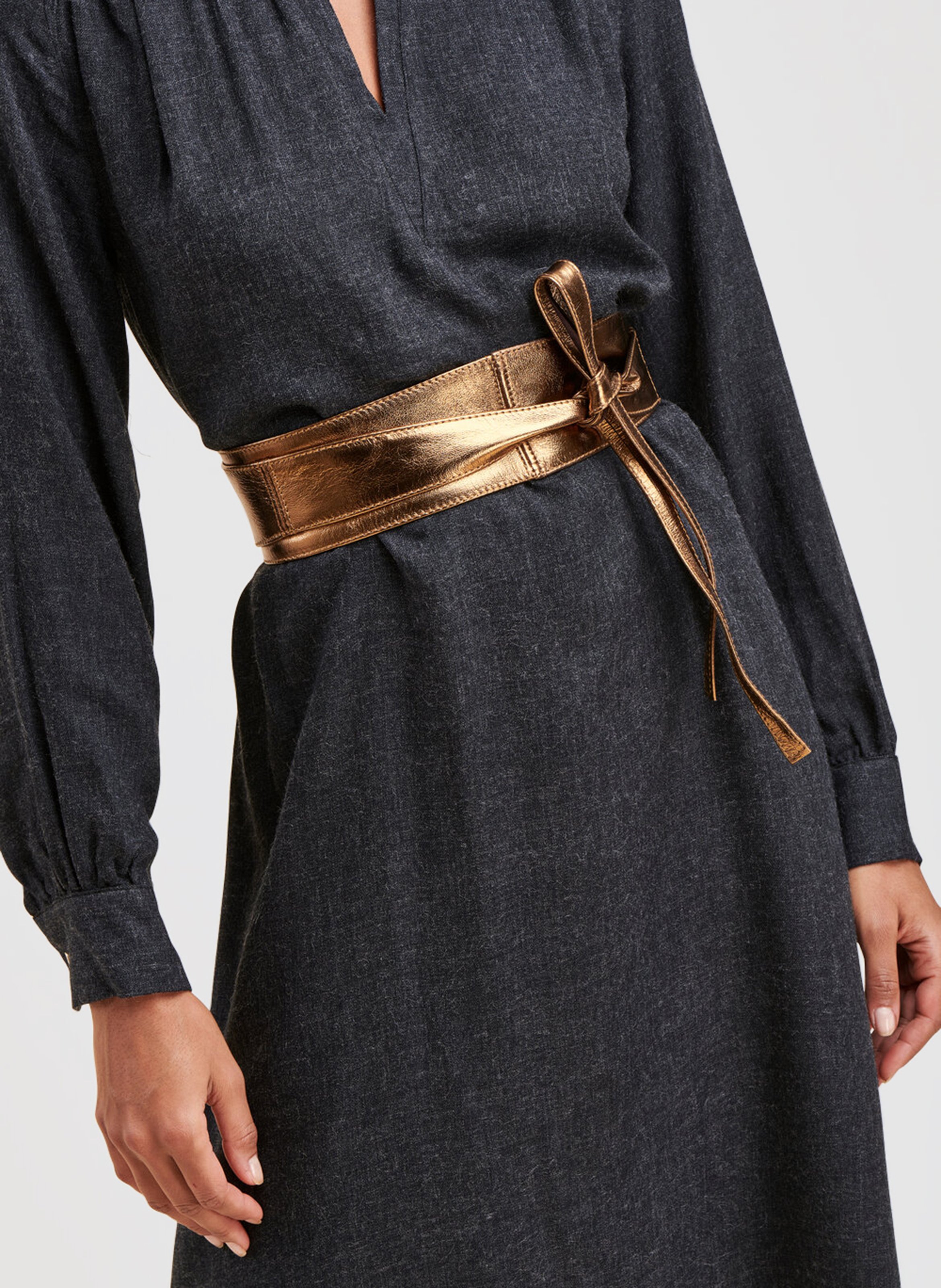 Calfskin leather tie belt LA FEE MARABOUTEE Yellow