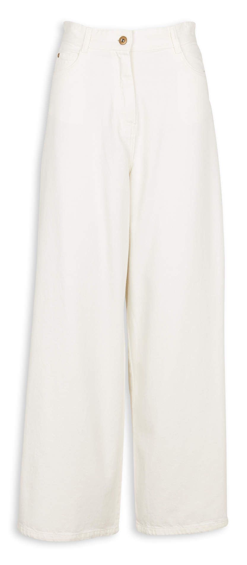 Wijde, katoenen jeans met hoge taille SESSUN Wit