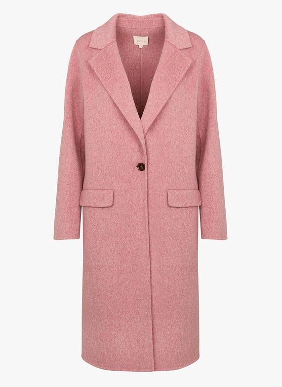 Manteau Long Col Tailleur En Laine Lissandre Rose Pablo Femme PAM34A528 4302 ROSE Place des Tendances