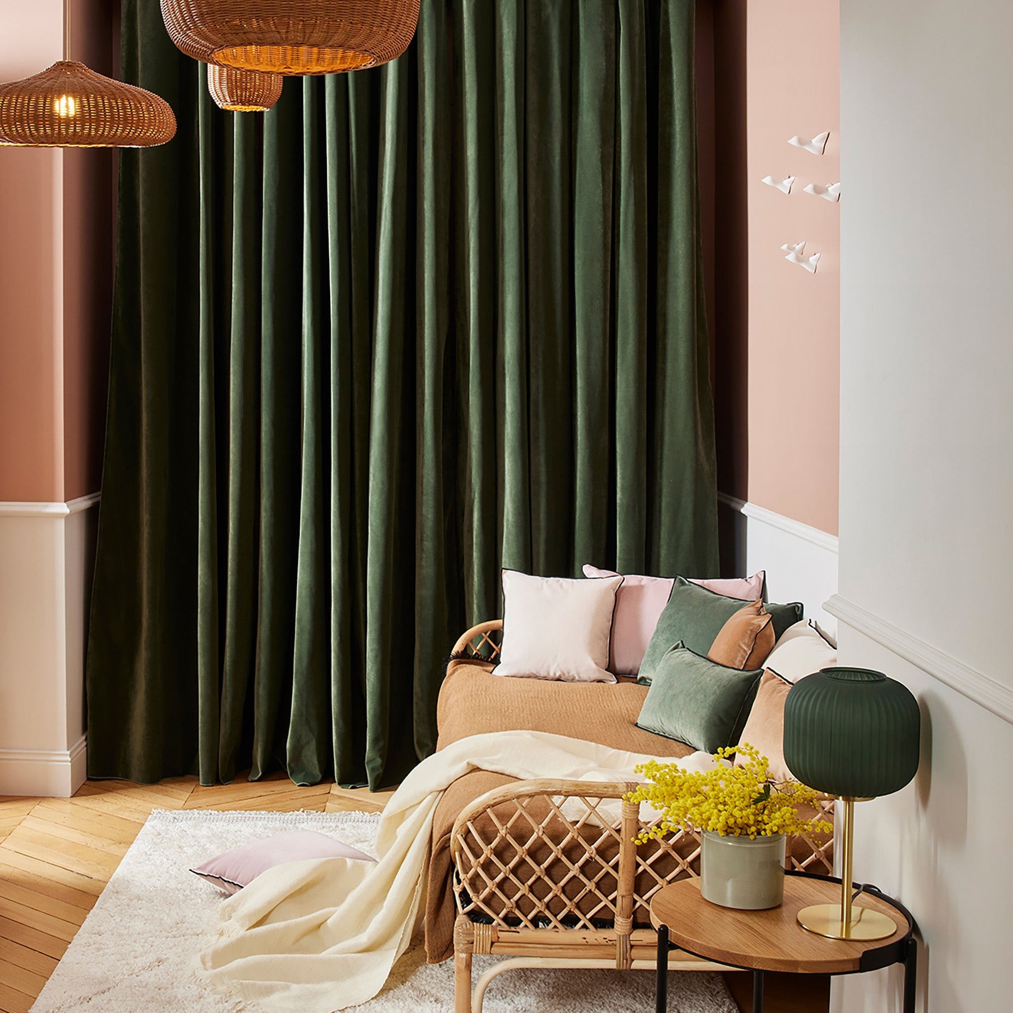 Curtain with black eyelets MADURA Green