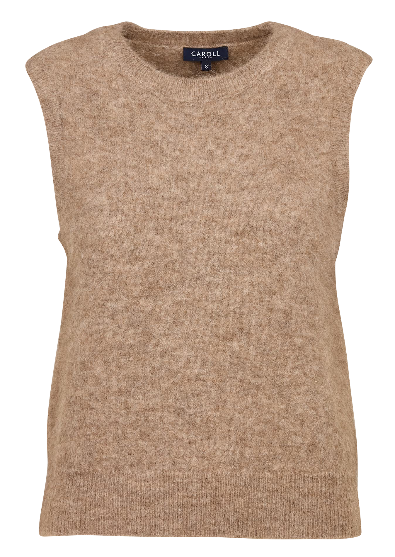 Pull col rond en laine mélangée CAROLL Marron