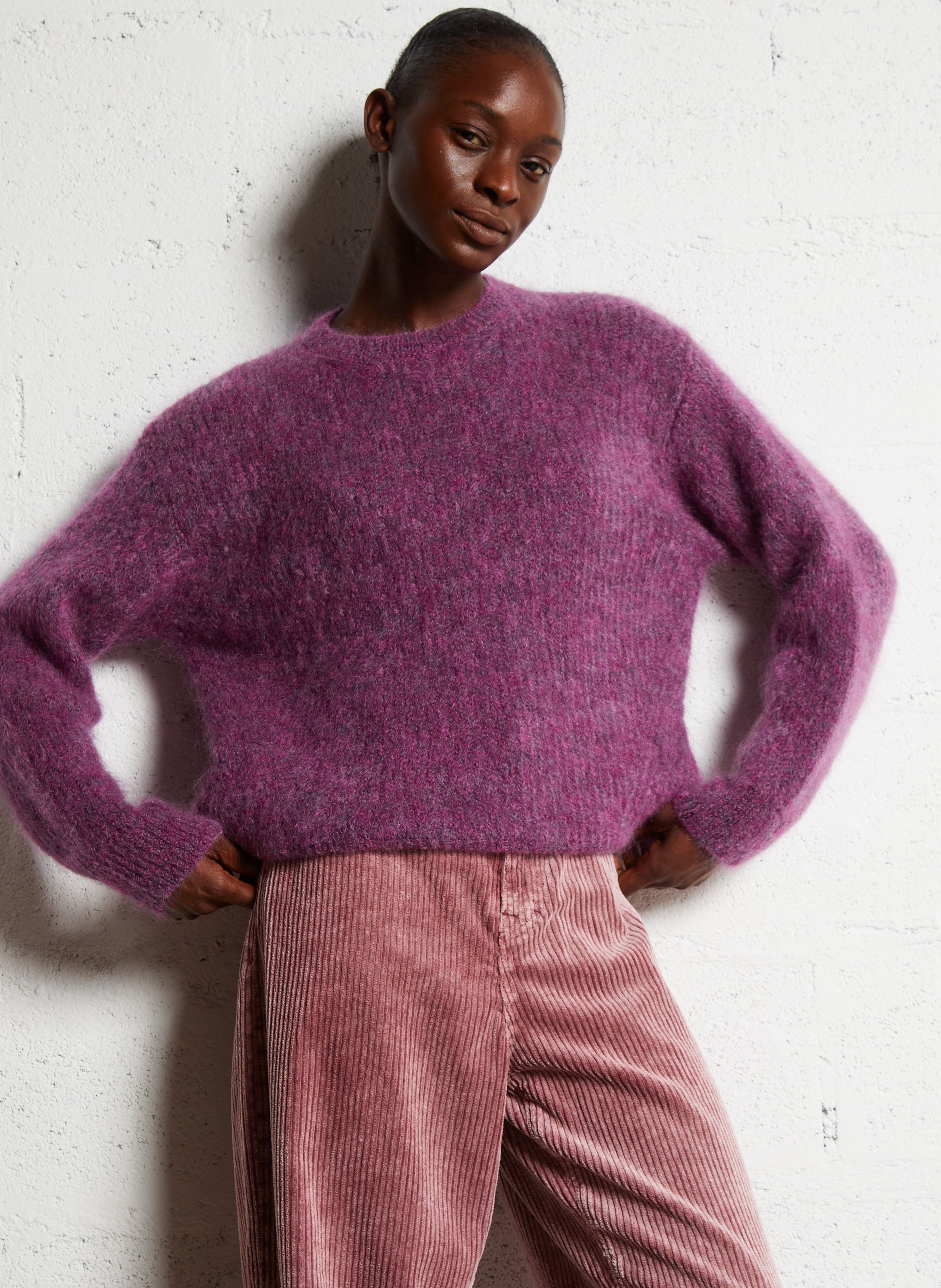 Pink Boat neck mohair blend sweater