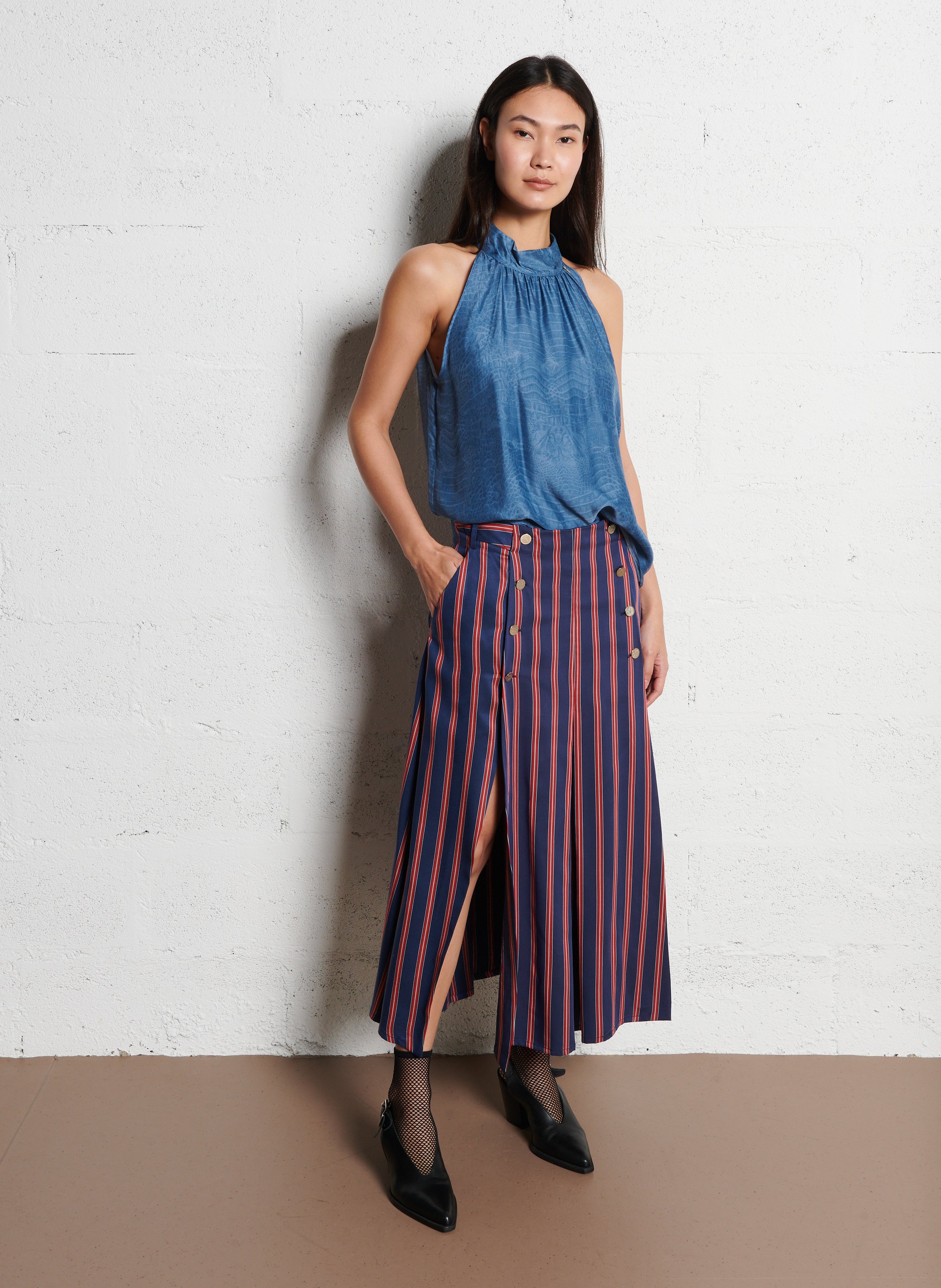 Jupe midi à rayures  THE LABEL EDITION Multicolore