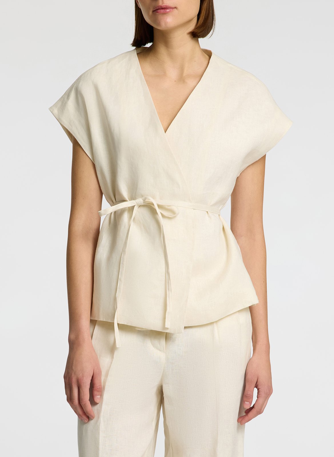 Veste ajustée en lin SELECTED Beige