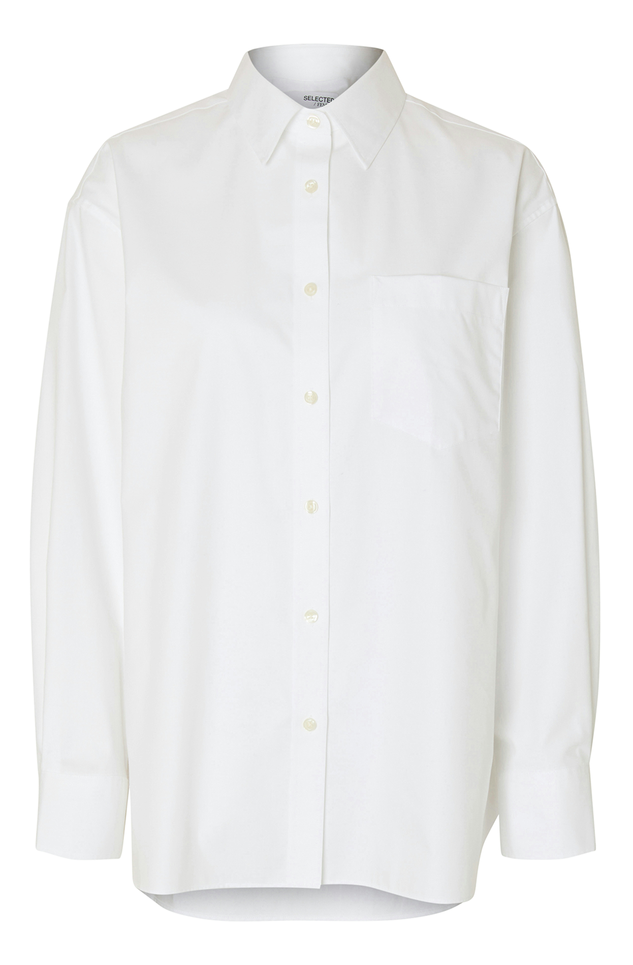 Straight-cut cotton-blend shirt SELECTED White