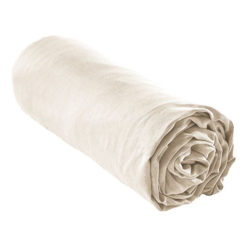 "Fitted sheet "Lysandre" all sizes in "lyocell" butterfly effect" L'EFFET PAPILLON Beige