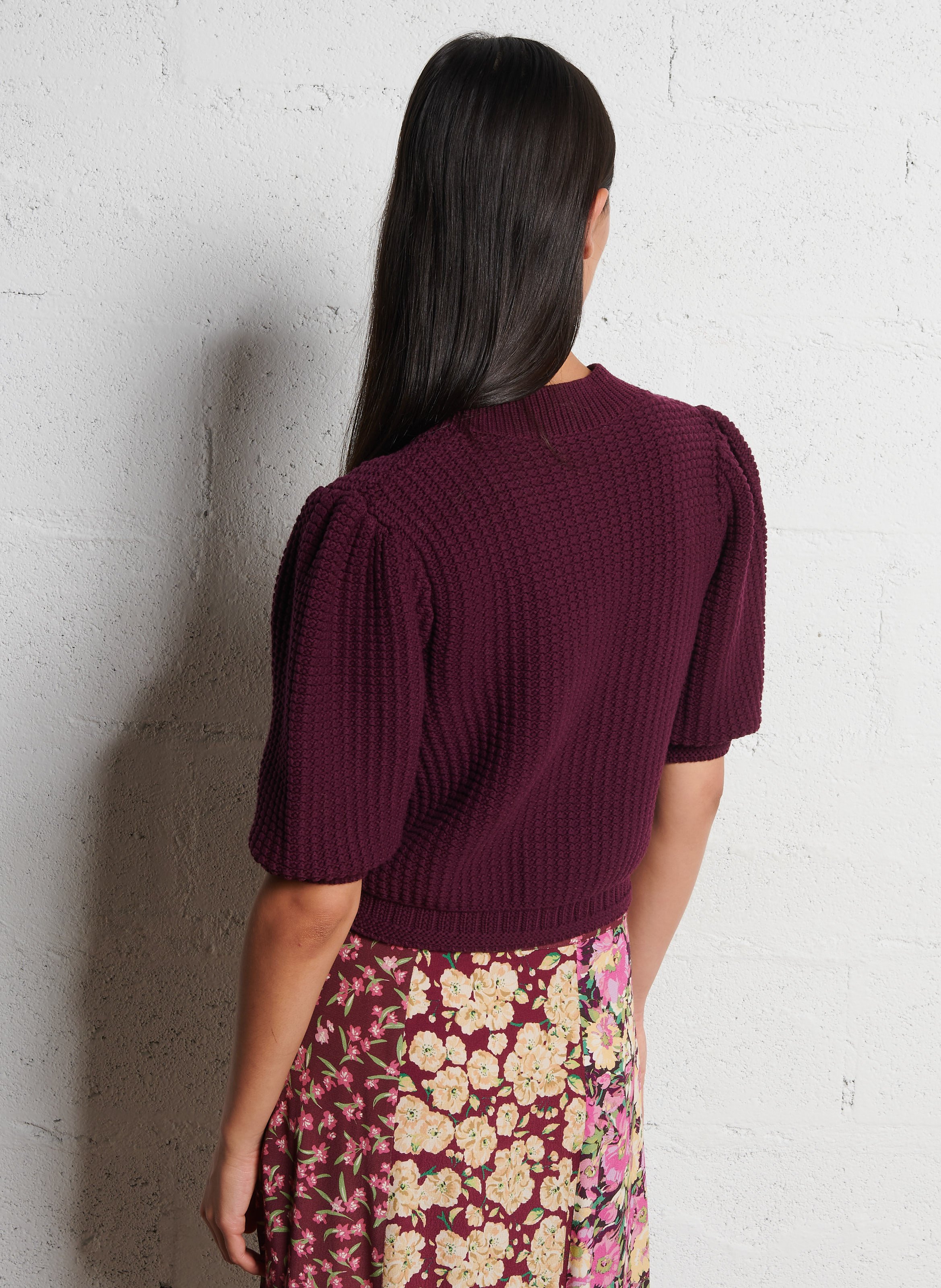 Gilet droit en coton mélangé BA&SH Prune