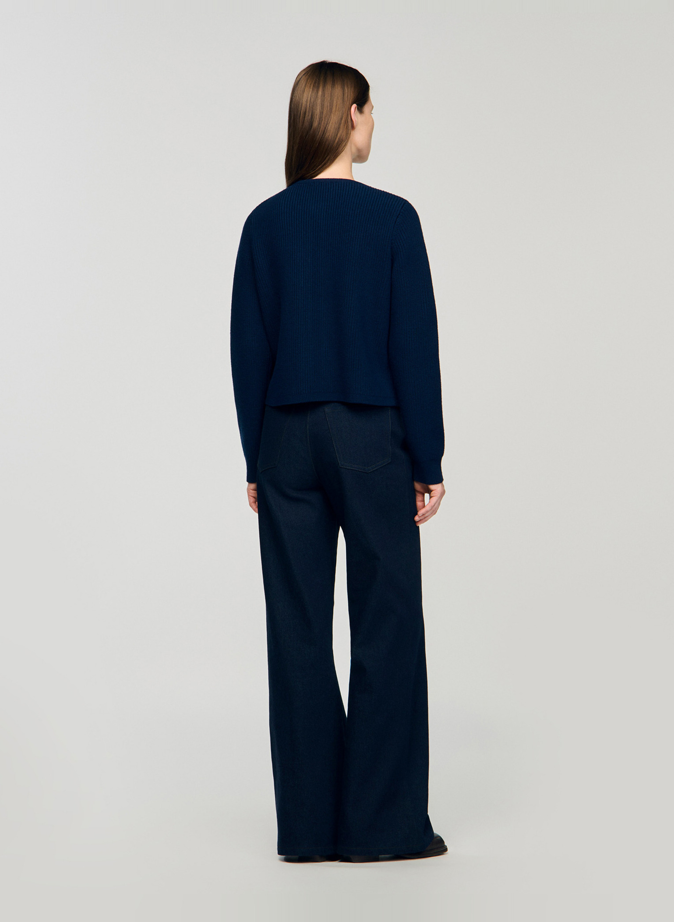 Cardigan uni à poches en laine SANDRO Bleu