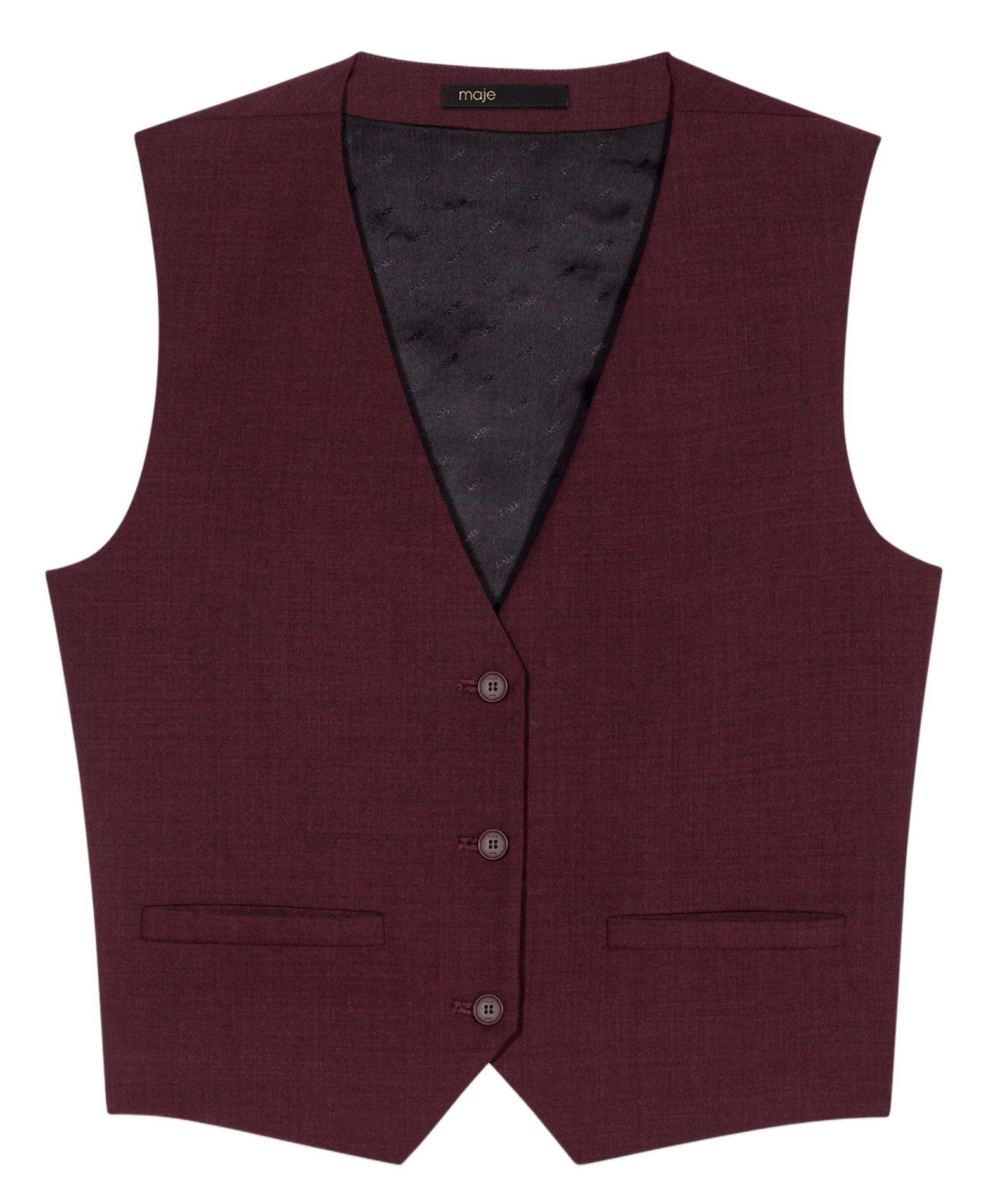 Gilet de tailleur col V MAJE Rouge