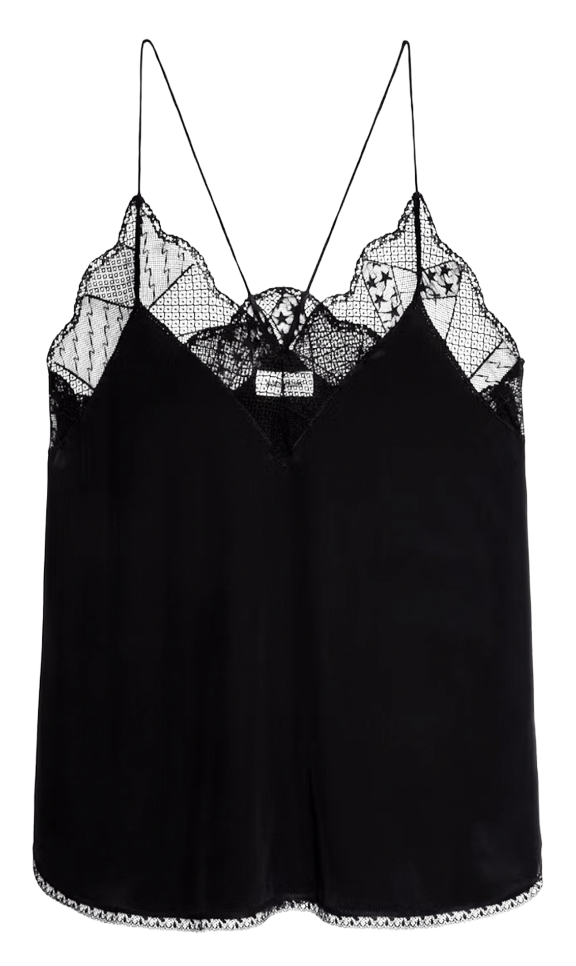 Débardeur uni à dentelle en soie ZADIG&VOLTAIRE Noir