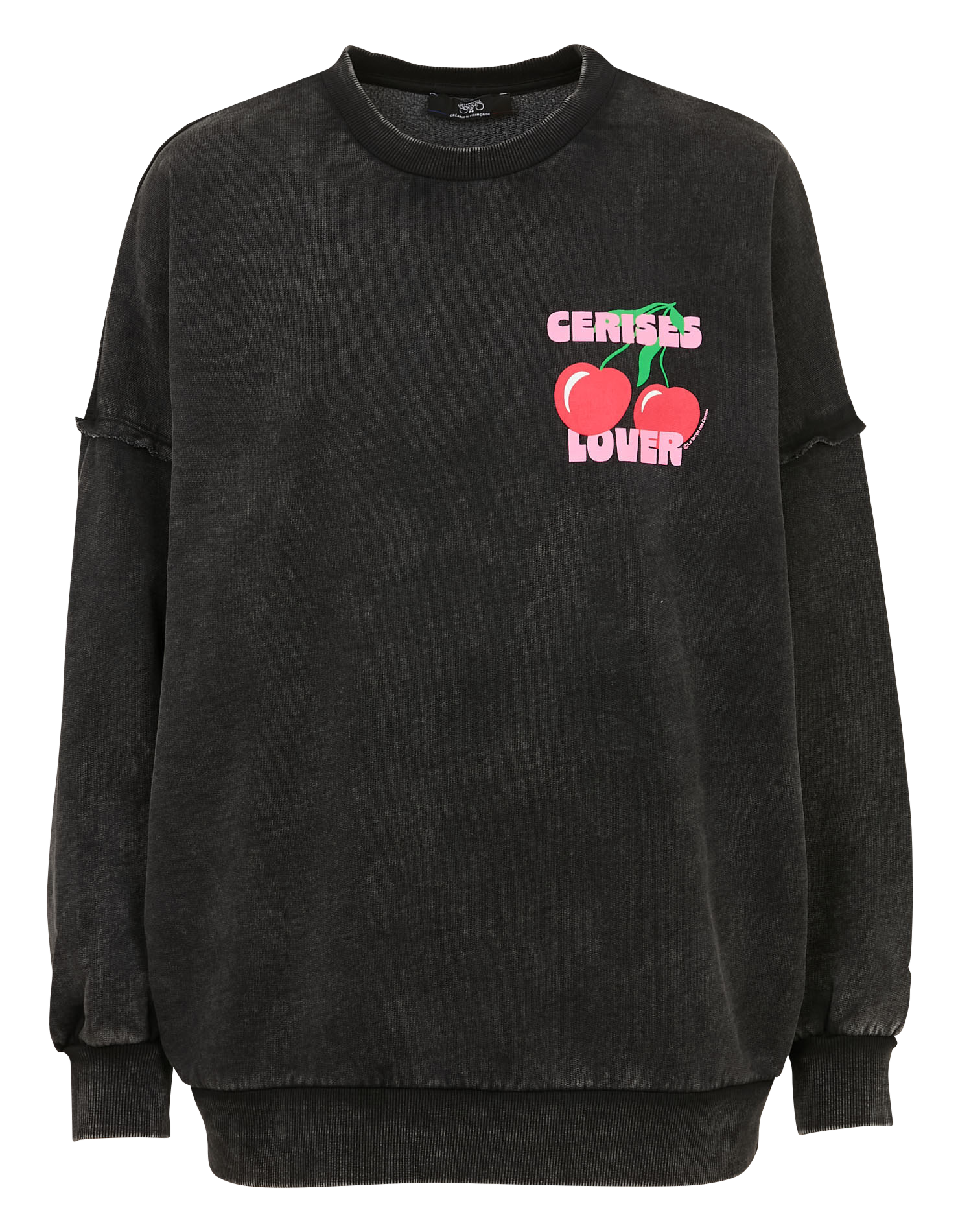 Sweat col rond en coton mélangé LE TEMPS DES CERISES Noir