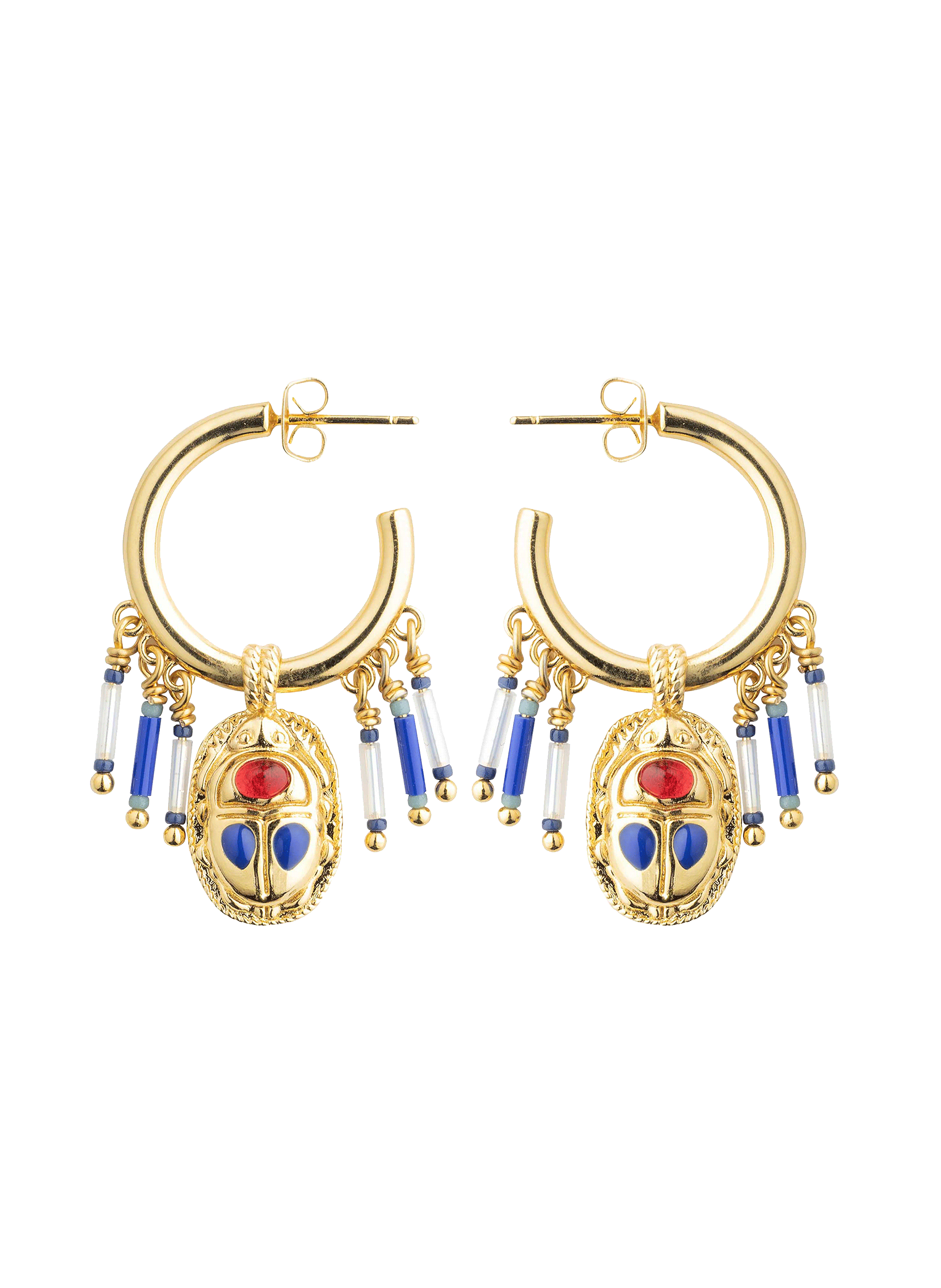 Earrings with scarab pendant and beads HIPANEMA Black