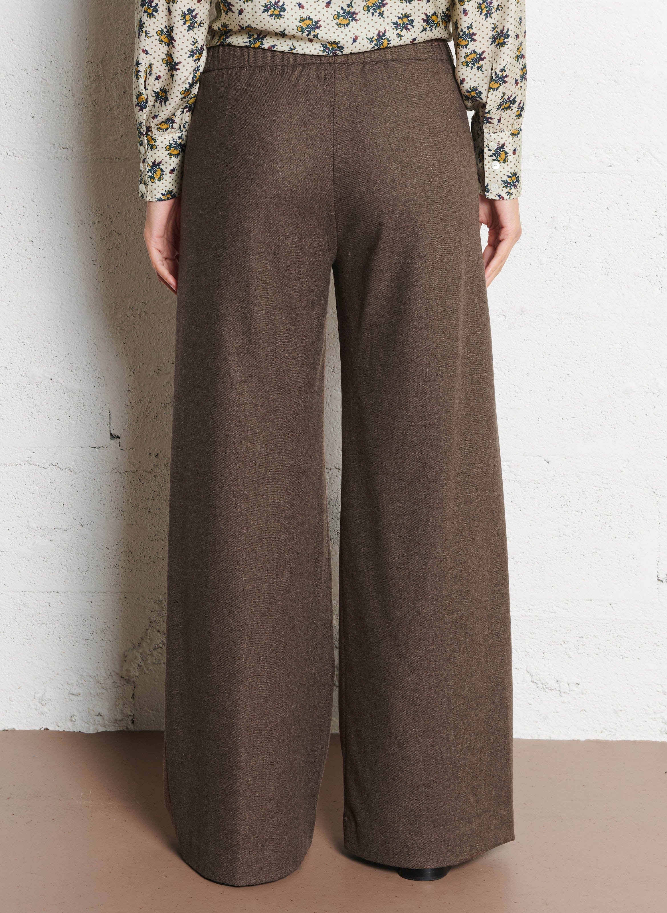 Declic wool-blend loose-fit trousers DIEGA Brown