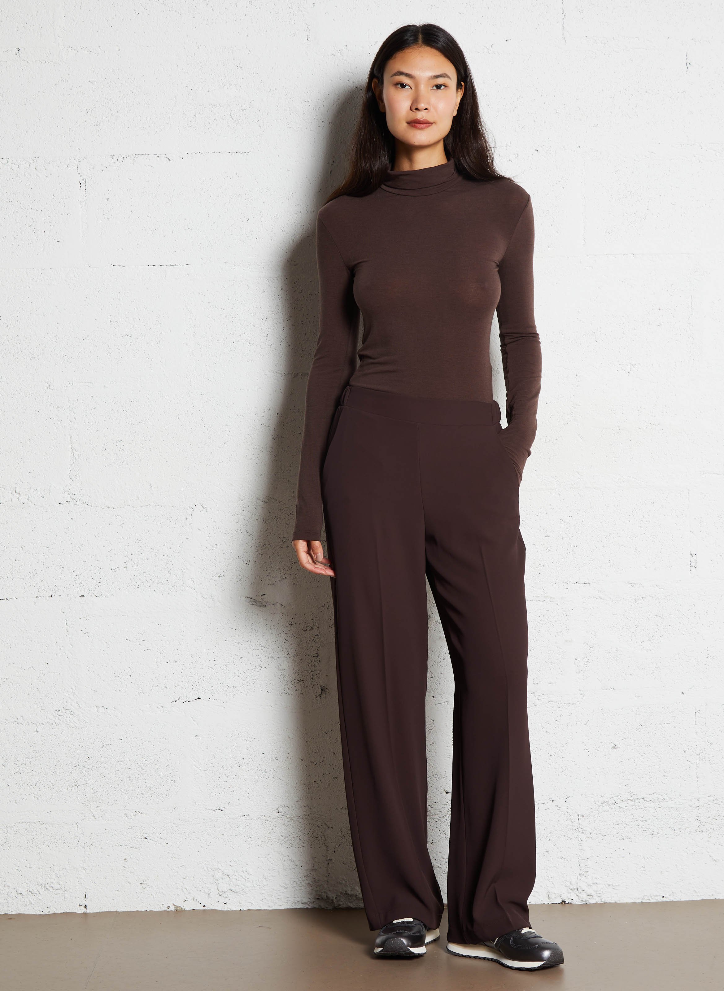Elasticated Wide Leg Trousers IMPERIAL Brown