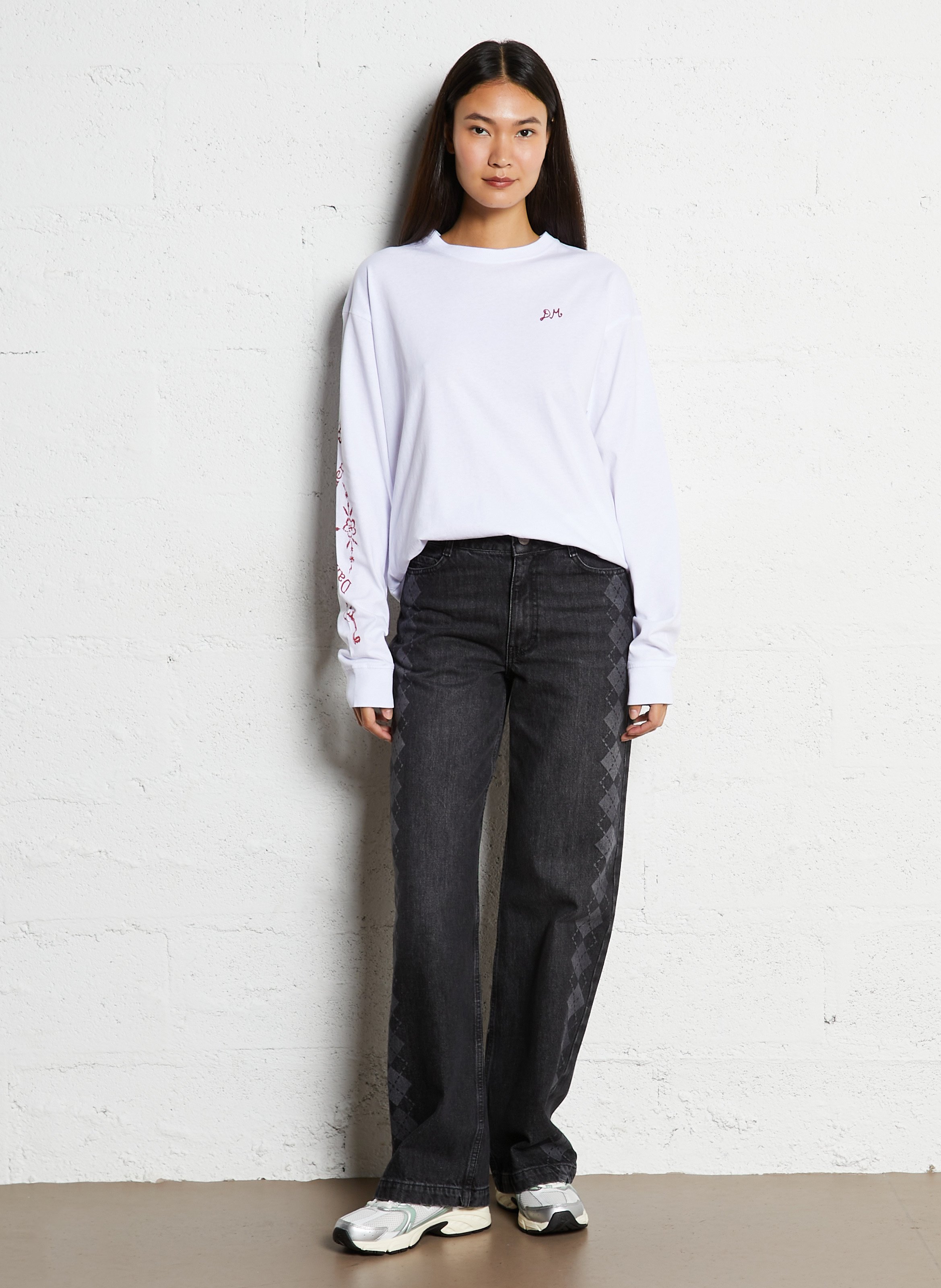 Jean droit taille haute à motifs DAMSON MADDER Gris