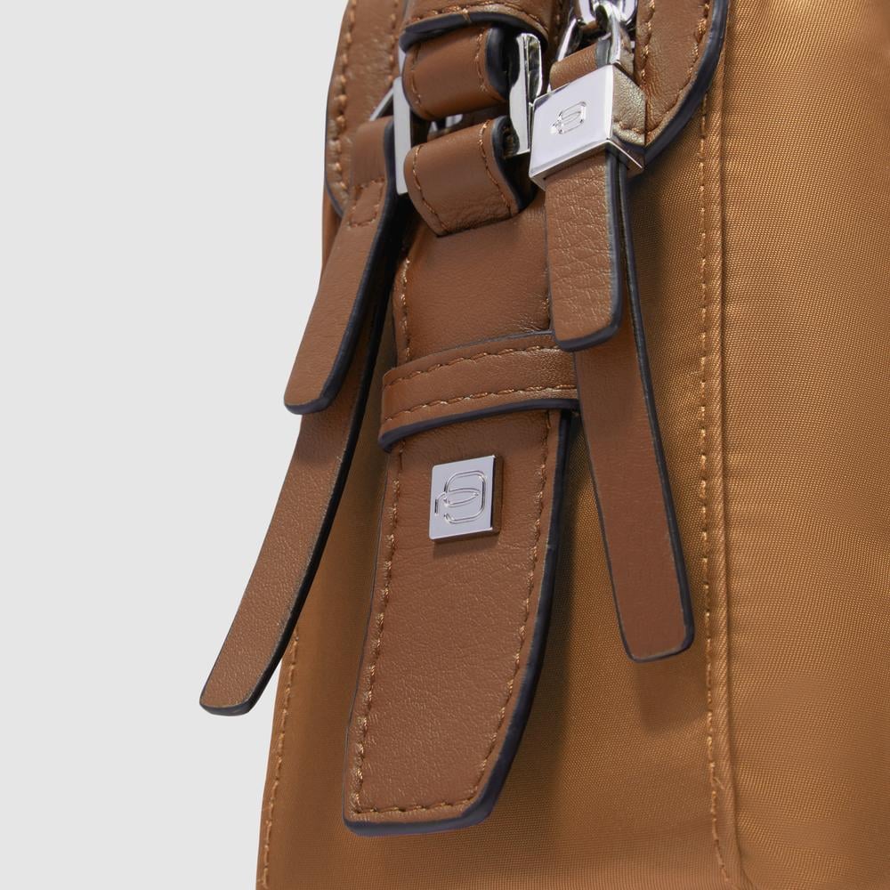 Women's shoulder bag model camera case in recycled fabric and leather PIQUADRO Brown