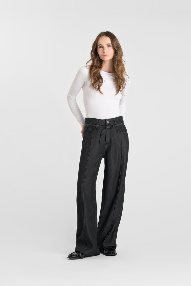 Loose jeans, wide, length 34 LE TEMPS DES CERISES Black