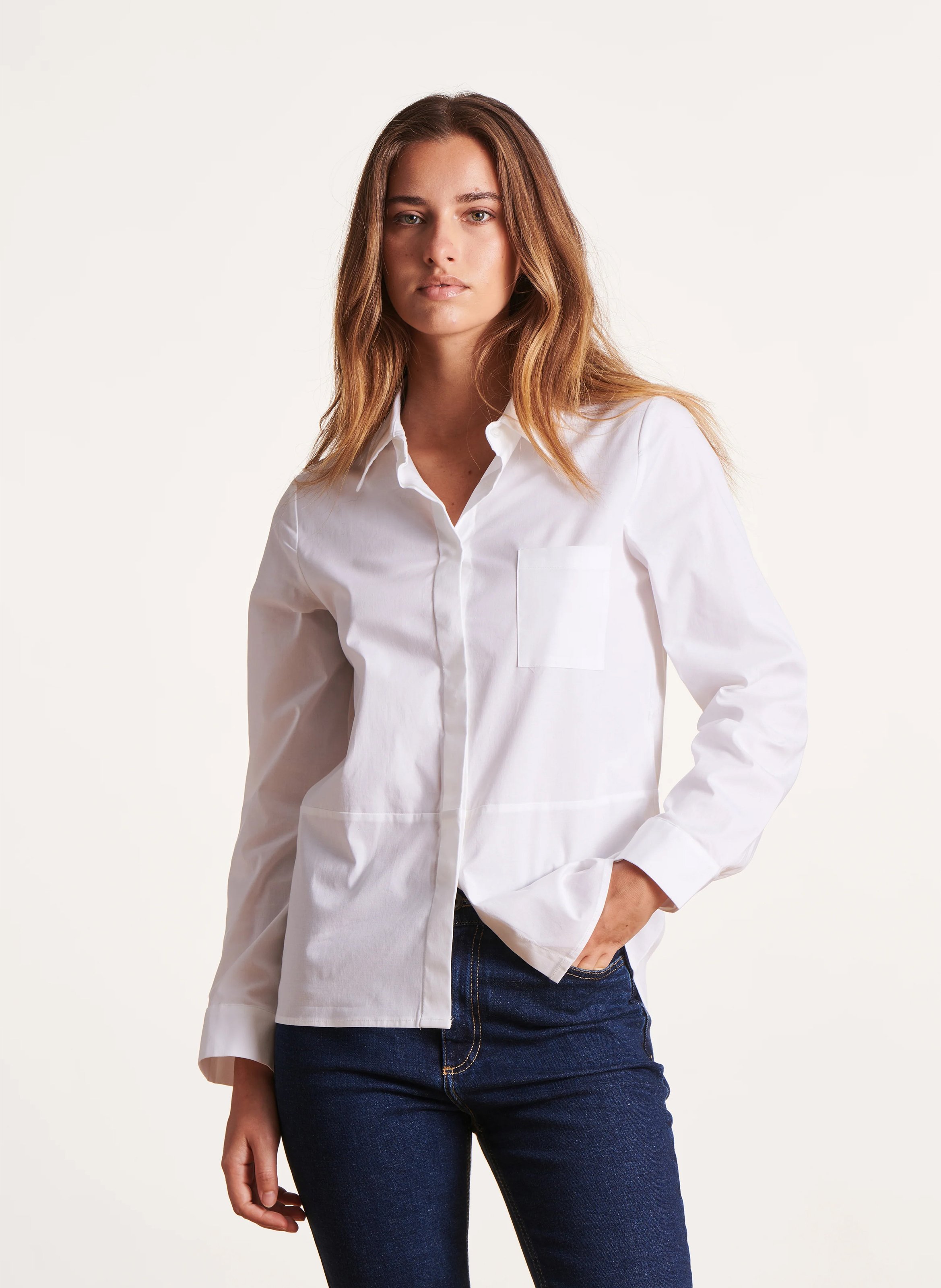 Overhemd van katoenmix met klassieke kraag LA FEE MARABOUTEE Wit