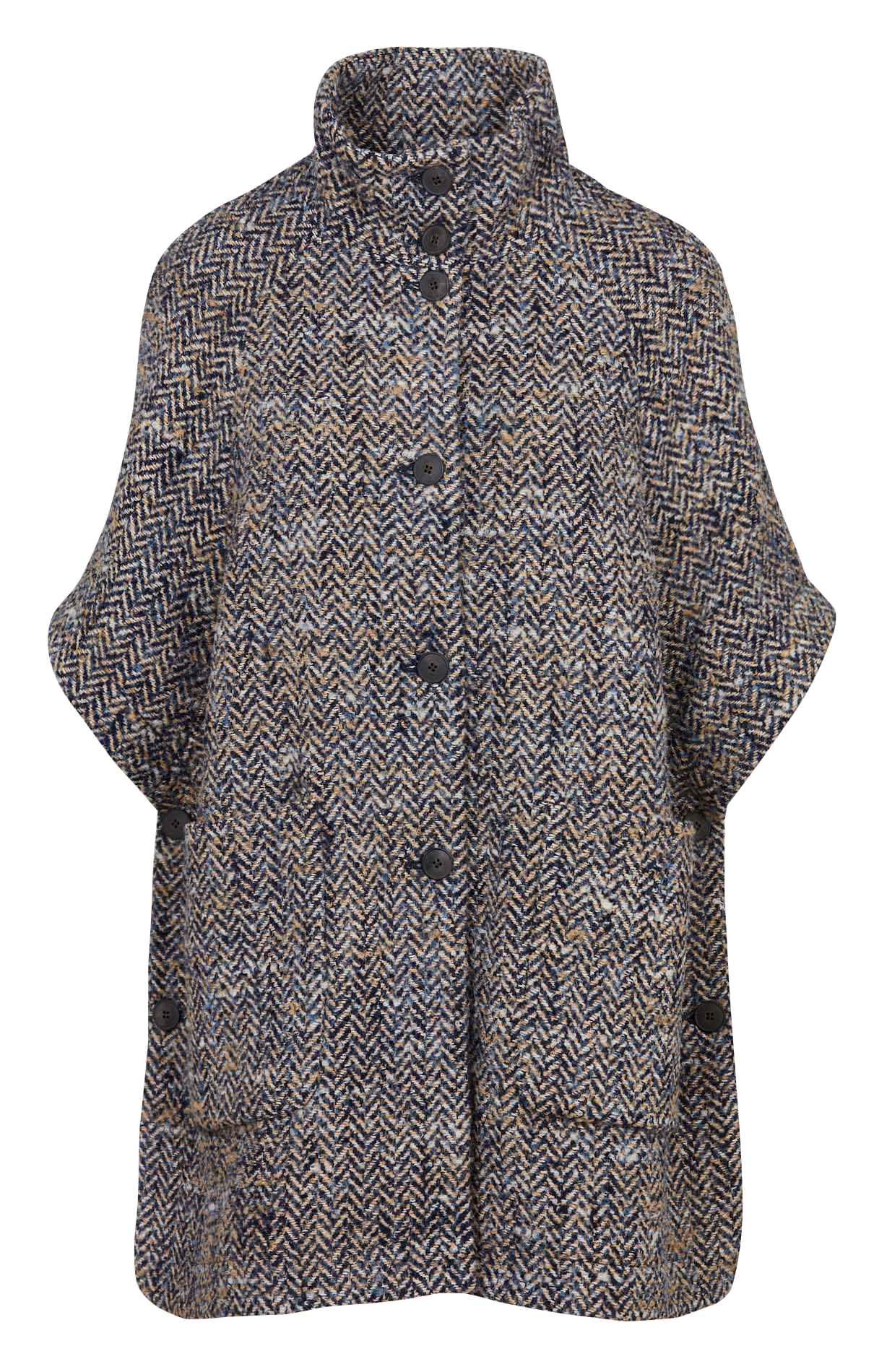 High-neck wool-blend cape MAISON 123 Blue