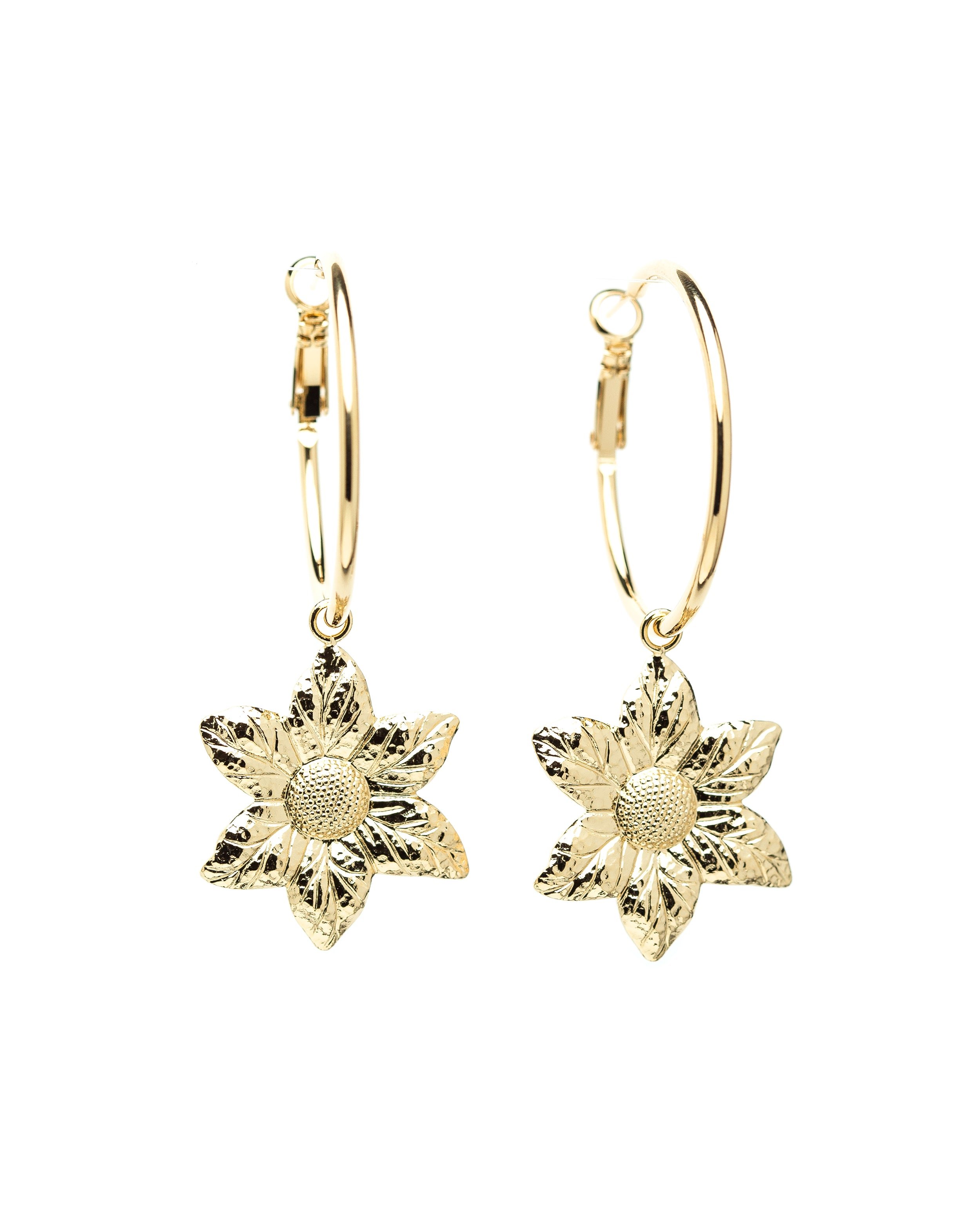 HESPÉRIS - small silver-plated flower hoop earrings MONSIEUR SIMONE